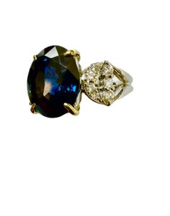 Exceptionnelle bague de fiançailles sertie d'un saphir de 4,11 carats, à changement de couleur naturel et non traité thermiquement