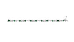 Regal 4.5ct Natural Oval-Cut Emerald & Diamond Halo Bracelet in 18K White Gold