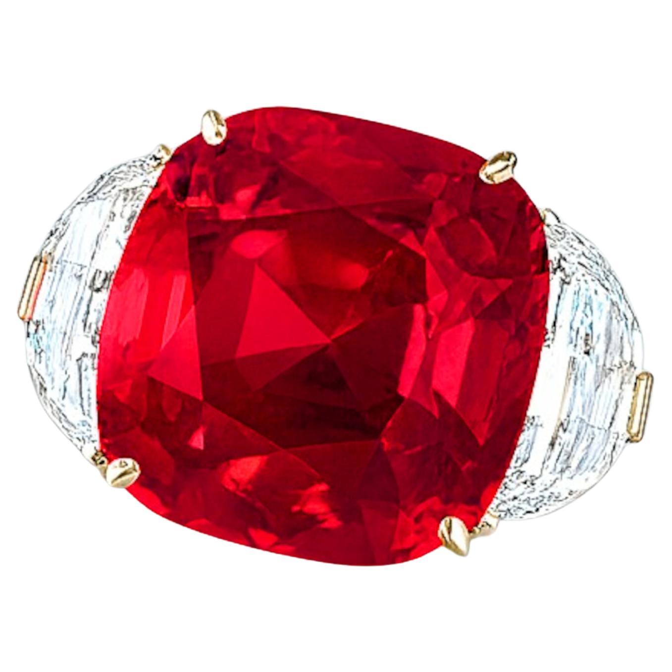 Bague exquise en rubis naturel certifié GRS de 5,09 carats

Au cœur de ce chef-d'œuvre se trouve un rubis naturel de 5,09 carats, certifié par GRS sans indication de traitement thermique et provenant du Mozambique. Cette pierre précieuse