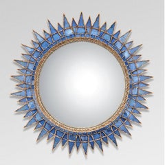 Exceptional 50's Line Vautrin 'Soleil À Pointes N.3' Mirror in Blue Talosel