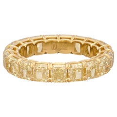Exceptionnel bracelet d'éternité en diamants jaunes taille radiant de 5,70 carats