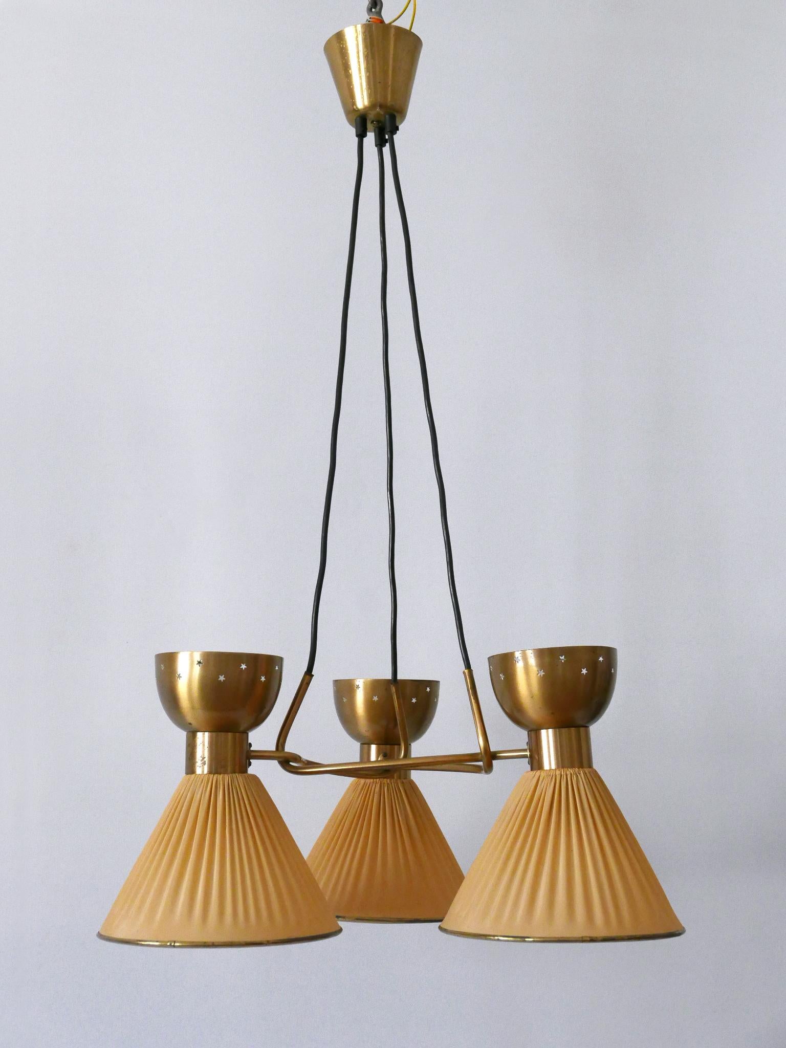 Exceptionnelle lampe à suspension ou lustre à 6 branches The Modernity Suède 1950s en vente 4