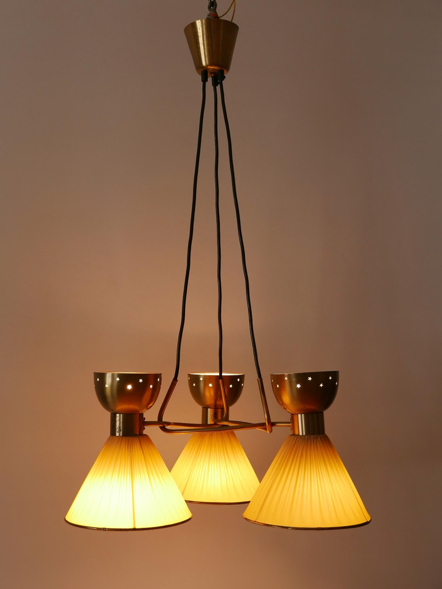 Exceptionnelle lampe à suspension ou lustre à 6 branches The Modernity Suède 1950s en vente 5