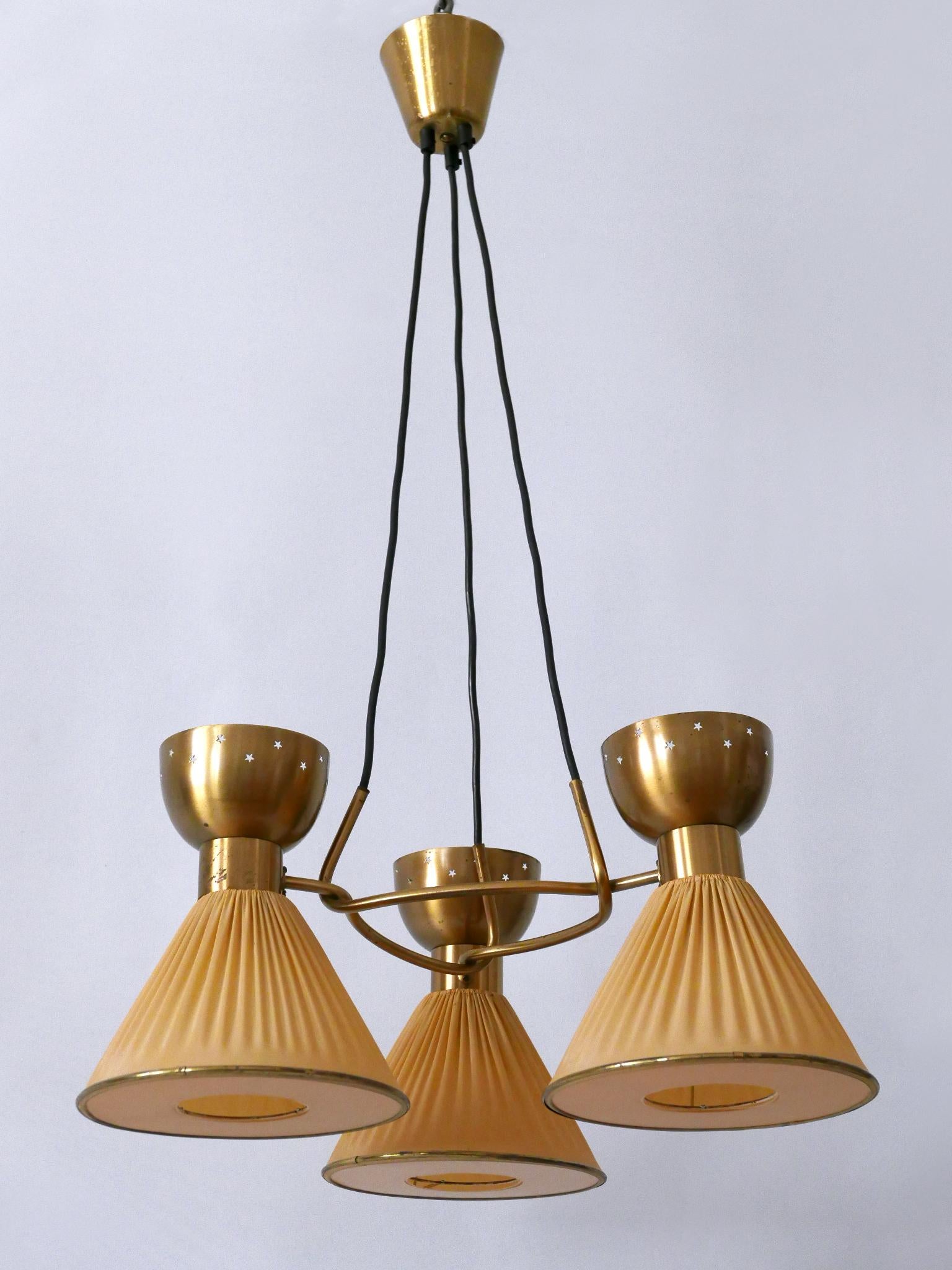 Exceptionnelle lampe à suspension ou lustre à 6 branches The Modernity Suède 1950s en vente 6