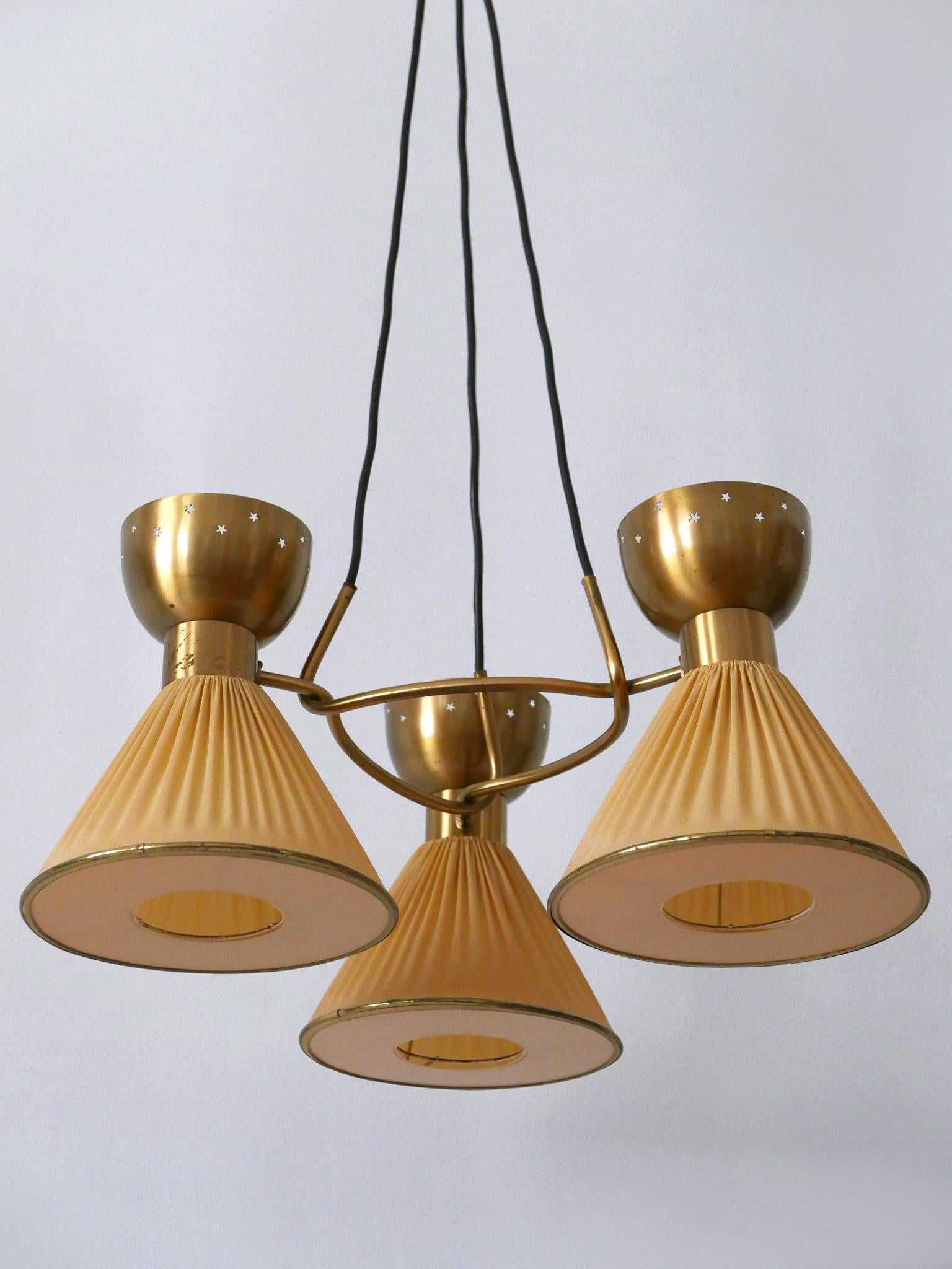 Exceptionnelle lampe à suspension ou lustre à 6 branches The Modernity Suède 1950s en vente 8