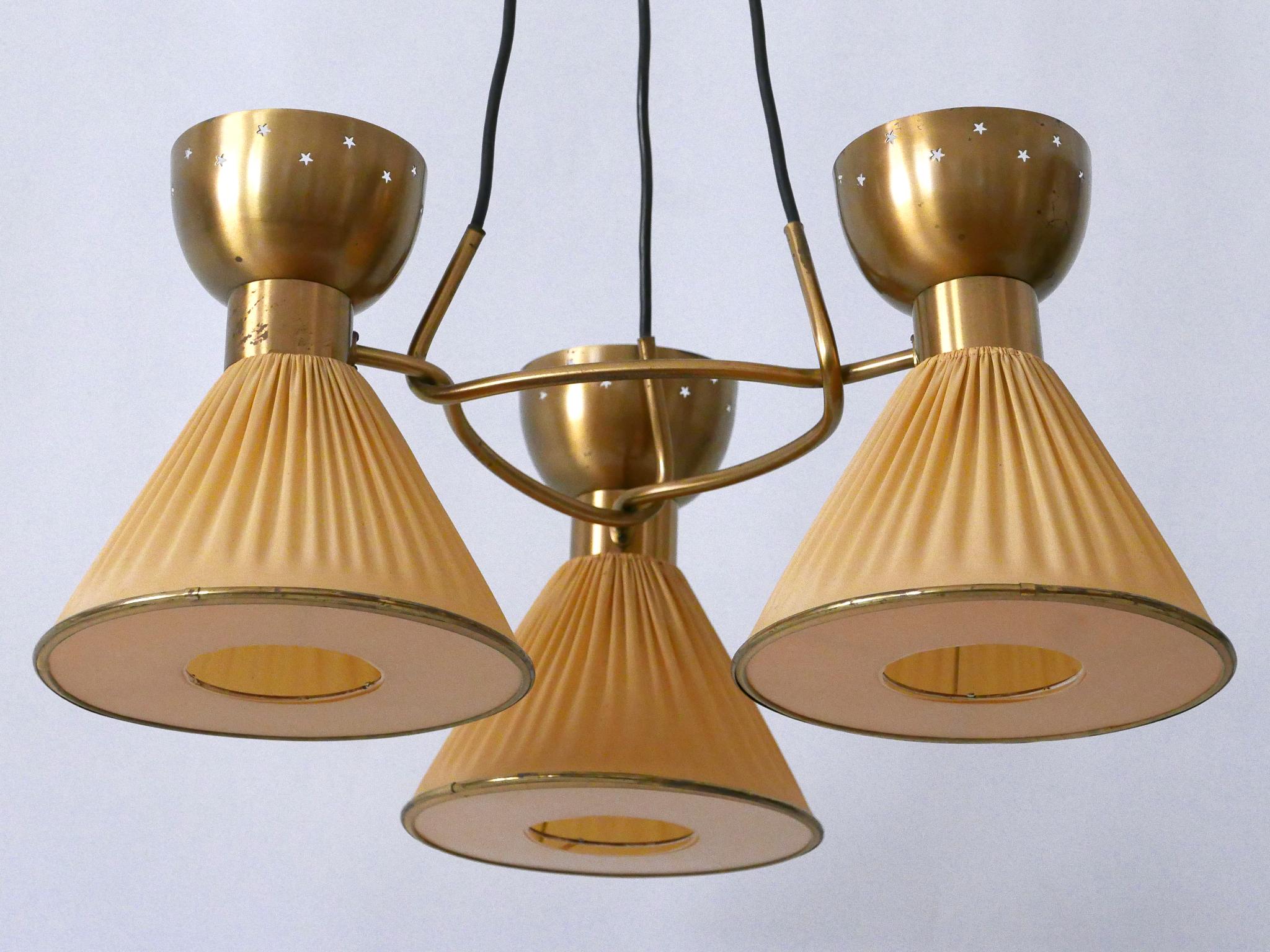 Exceptionnelle lampe à suspension ou lustre à 6 branches The Modernity Suède 1950s en vente 9