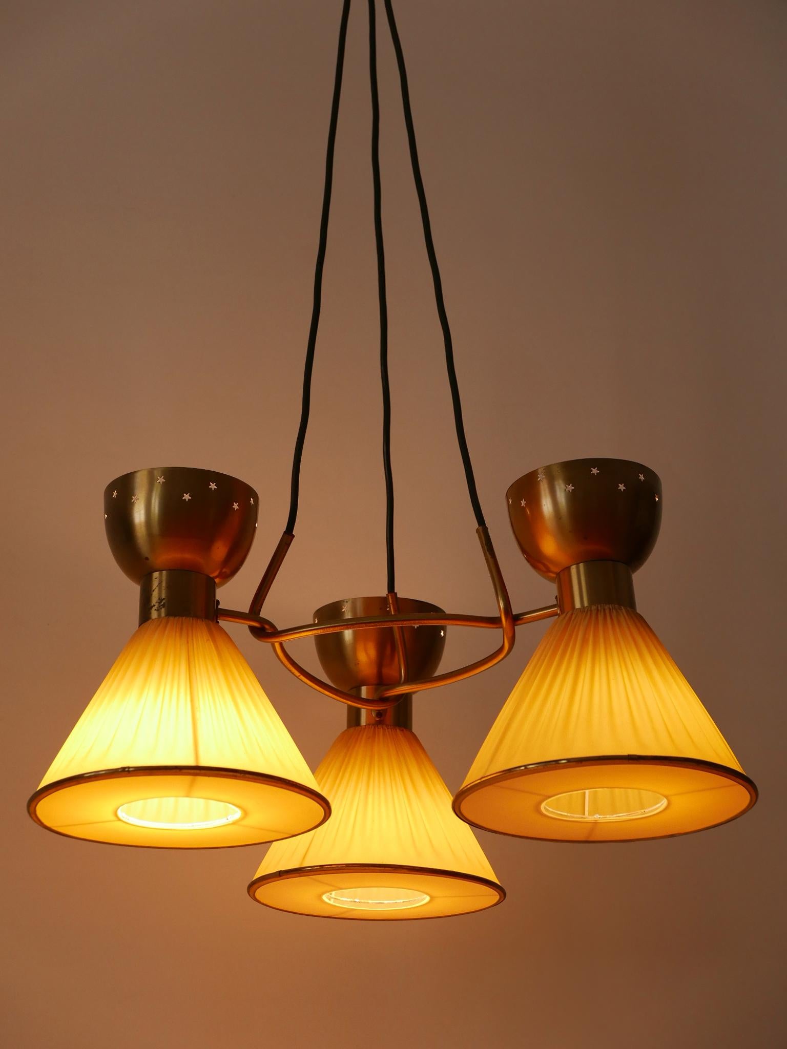 Exceptionnelle lampe à suspension ou lustre à 6 branches The Modernity Suède 1950s en vente 10