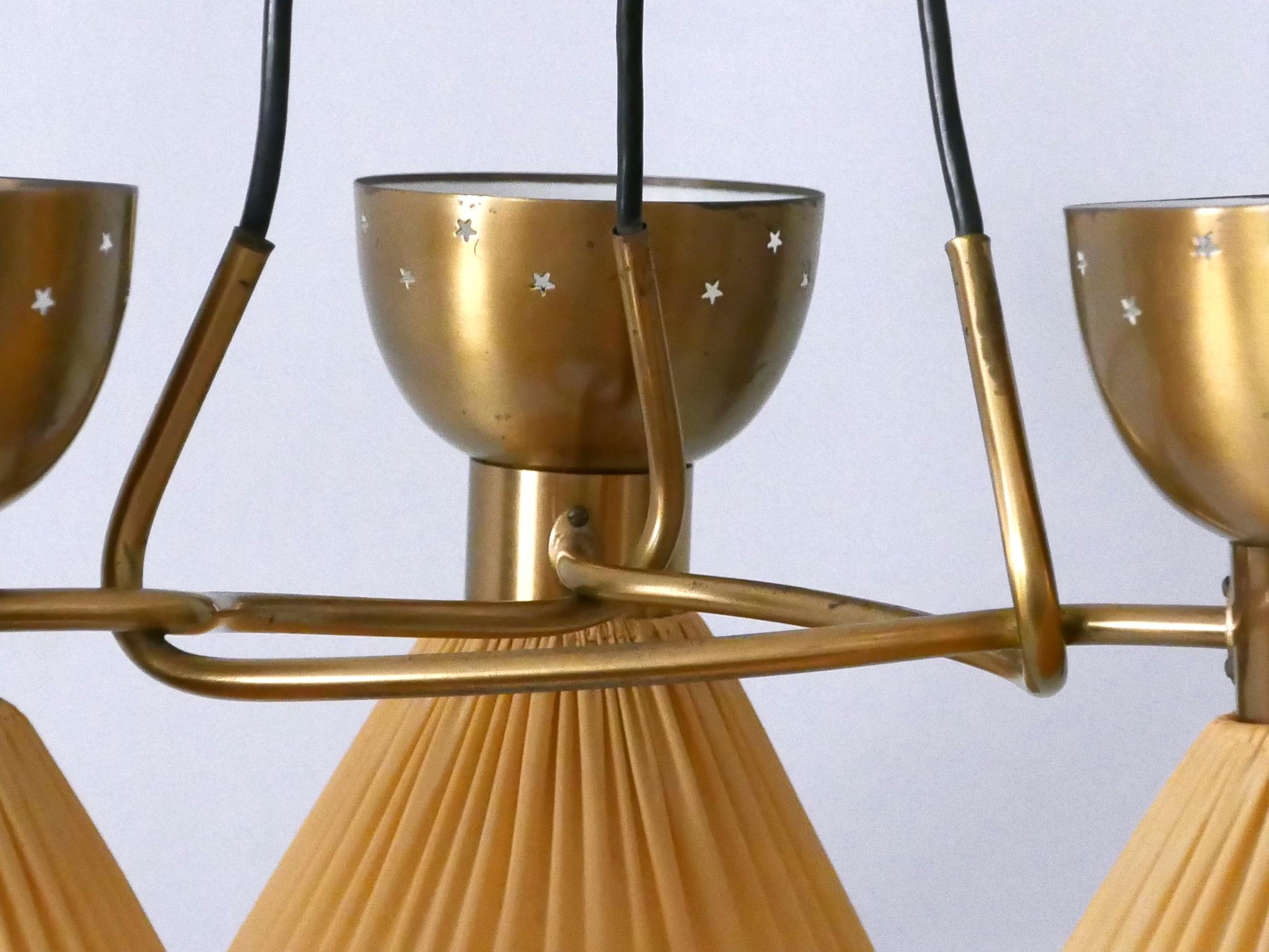 Exceptionnelle lampe à suspension ou lustre à 6 branches The Modernity Suède 1950s en vente 11