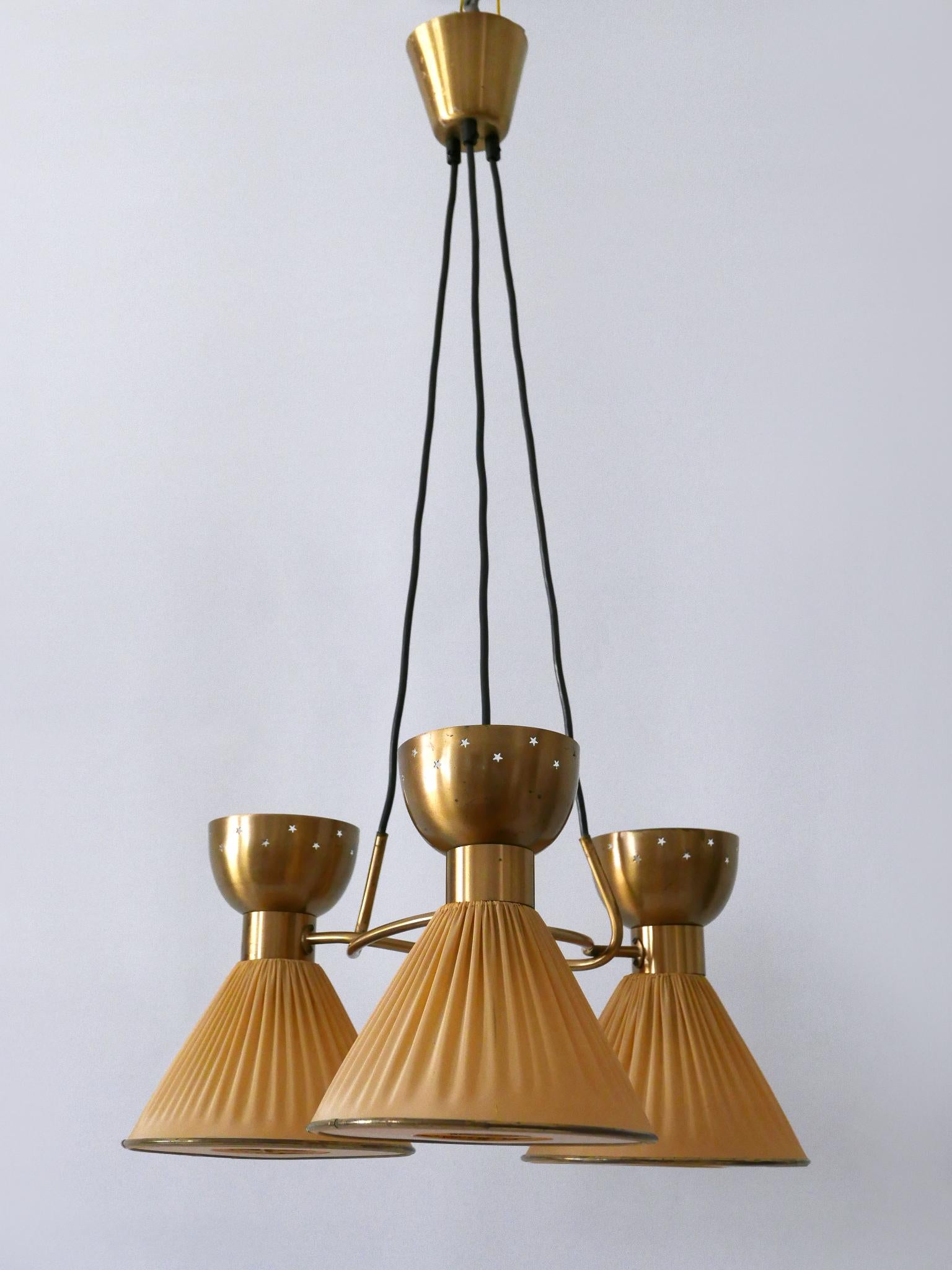 Mid-Century Modern Exceptionnelle lampe à suspension ou lustre à 6 branches The Modernity Suède 1950s en vente