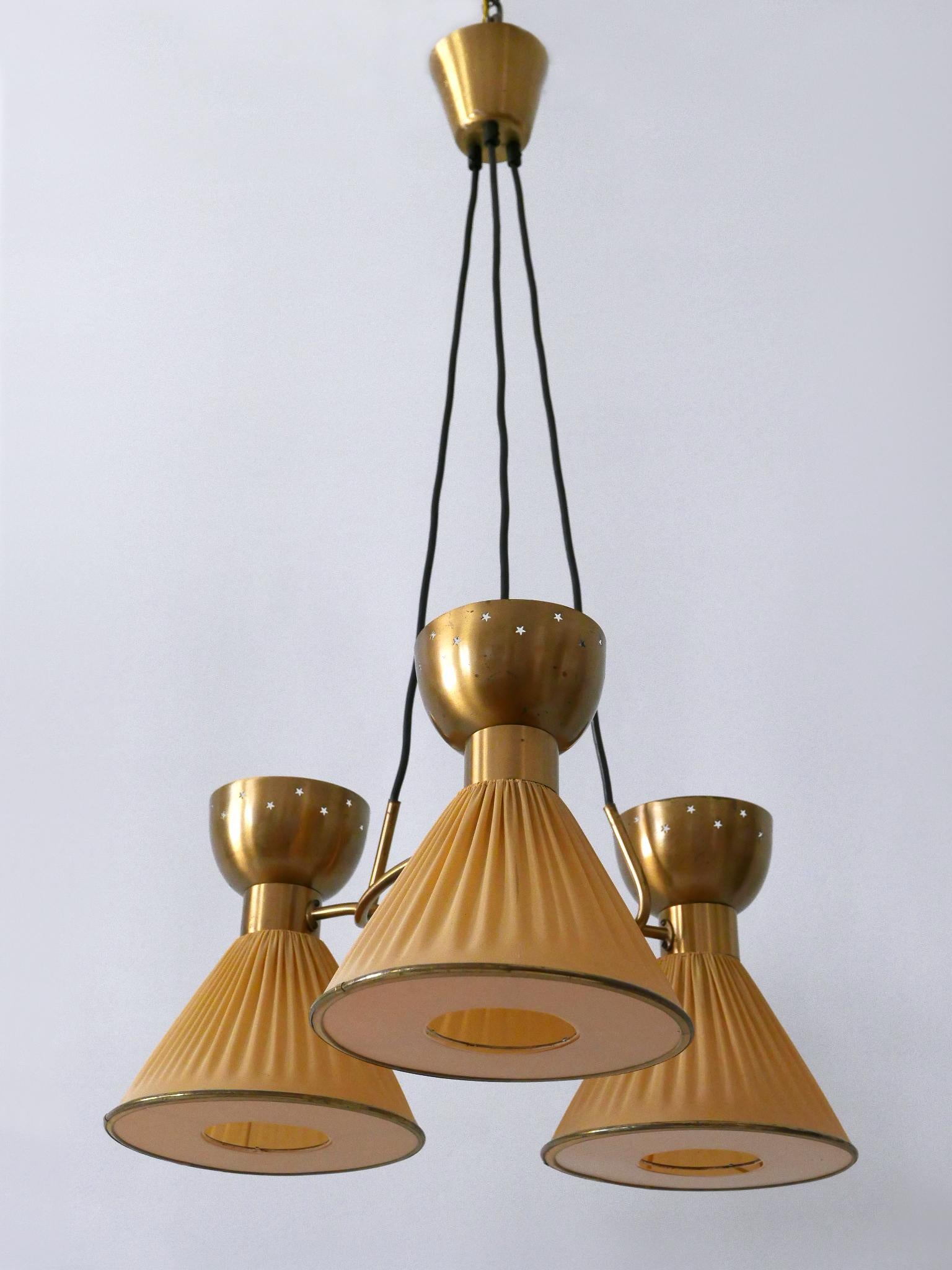 Exceptionnelle lampe à suspension ou lustre à 6 branches The Modernity Suède 1950s Bon état - En vente à Munich, DE
