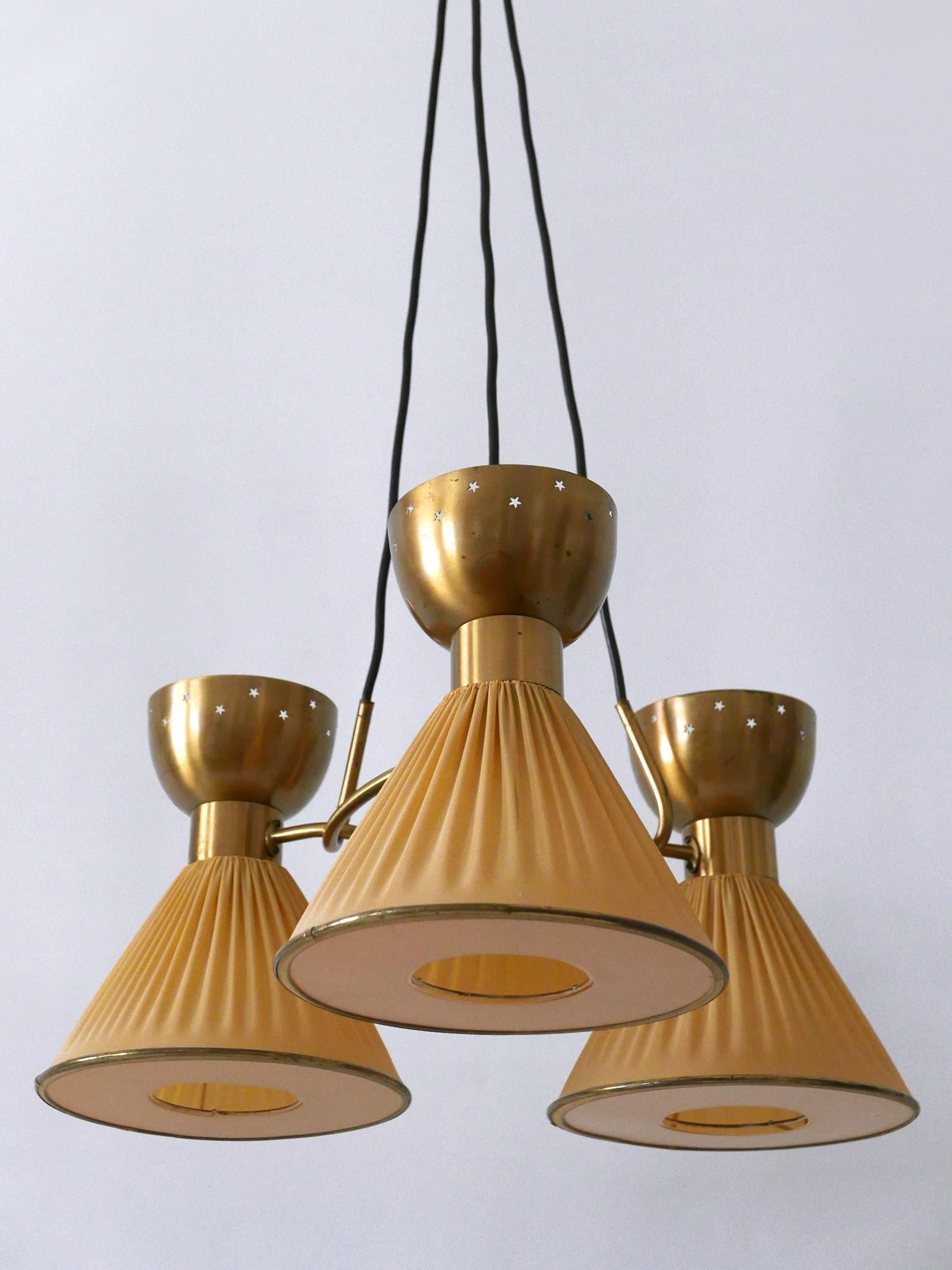 Milieu du XXe siècle Exceptionnelle lampe à suspension ou lustre à 6 branches The Modernity Suède 1950s en vente