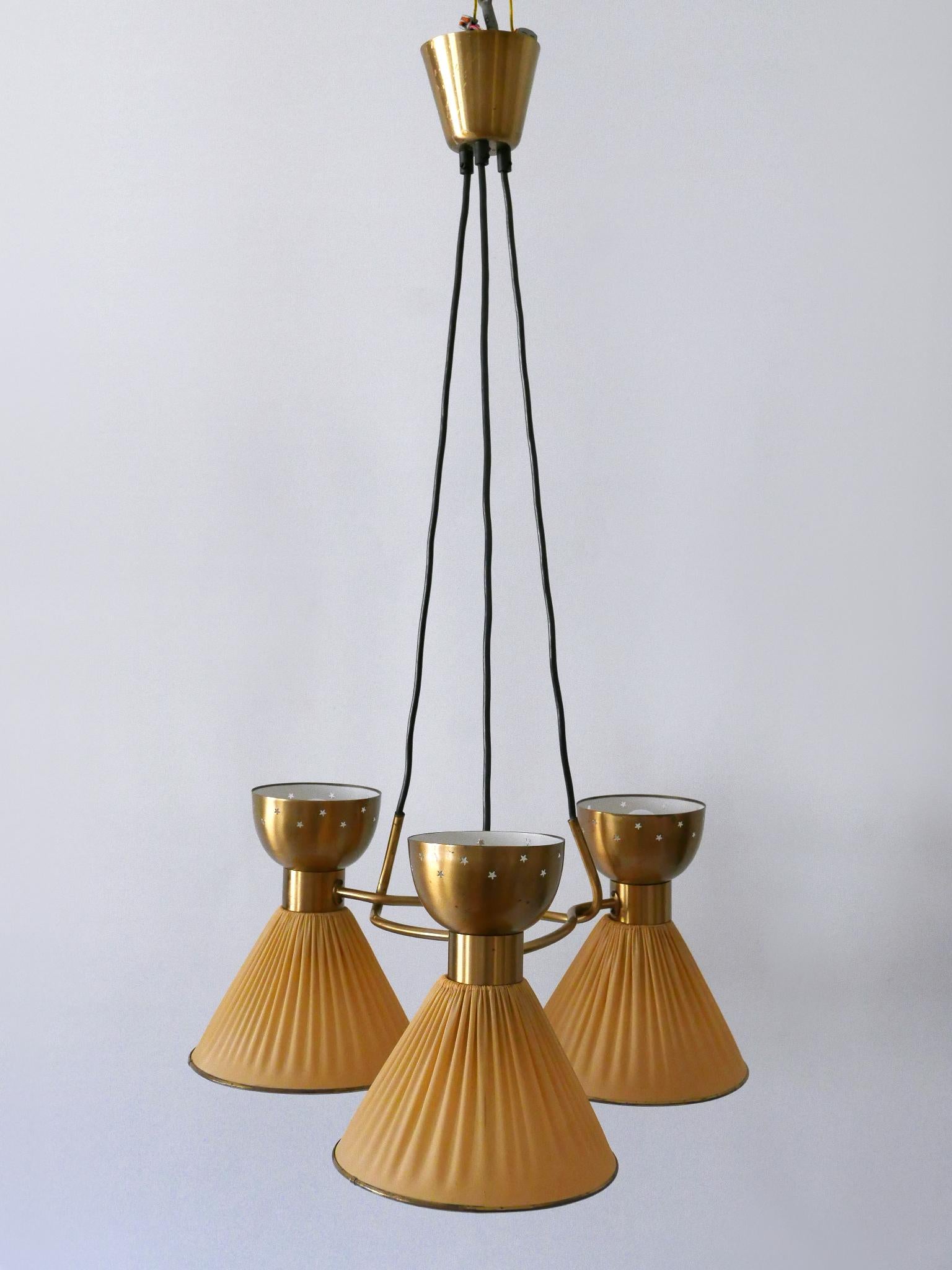 Exceptionnelle lampe à suspension ou lustre à 6 branches The Modernity Suède 1950s en vente 1