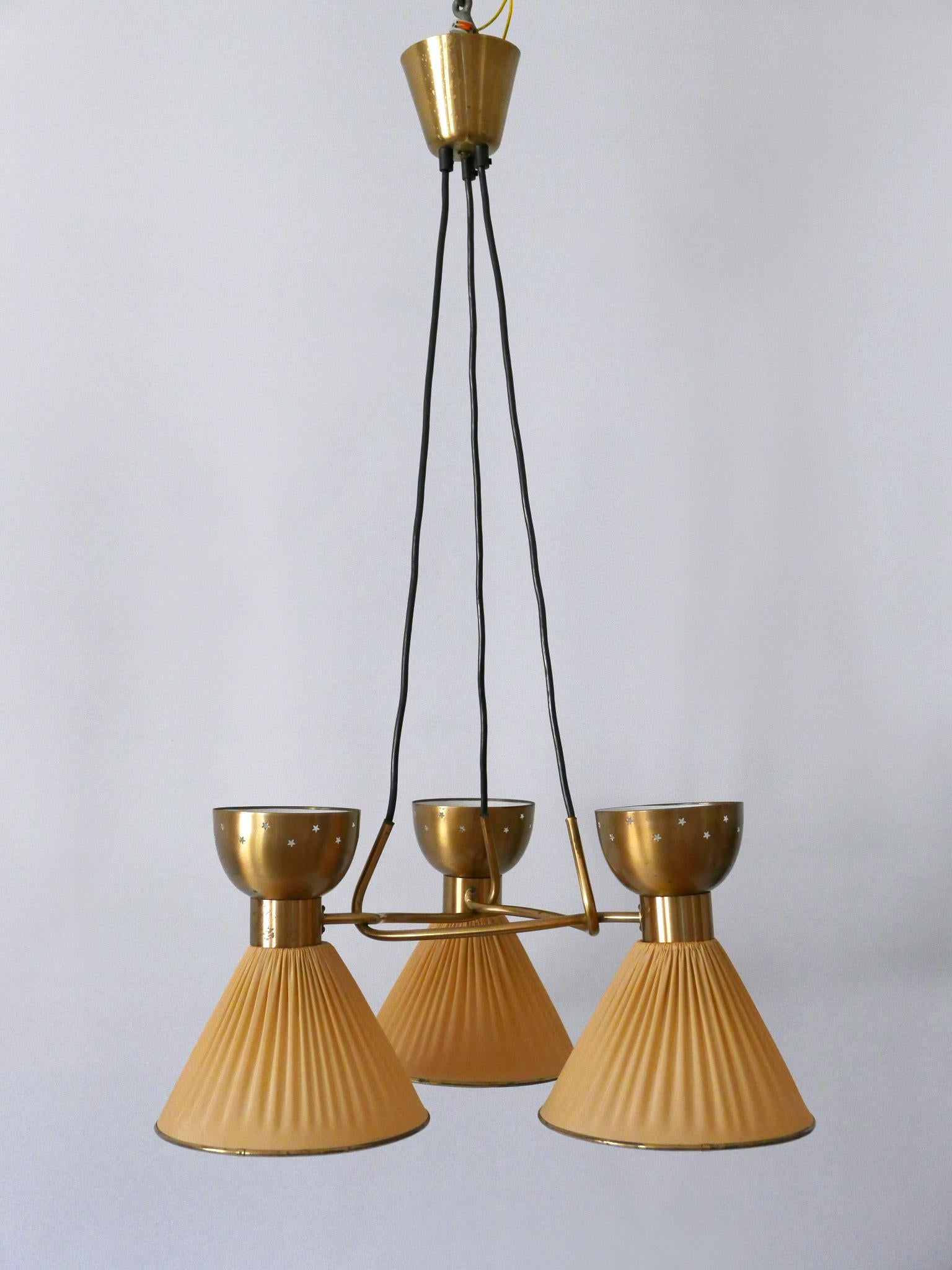 Exceptionnelle lampe à suspension ou lustre à 6 branches The Modernity Suède 1950s en vente 2