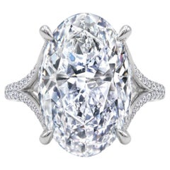 Exceptional 6.11 Carat Type IIa Oval Brilliant Cut Diamond Platinum Ring