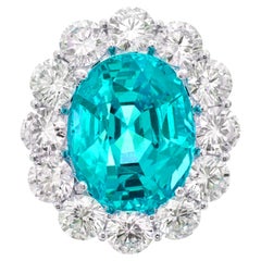 Exceptional 7 Carat Neon Paraiba Tourmaline Ring Certified by C. Dunaigre