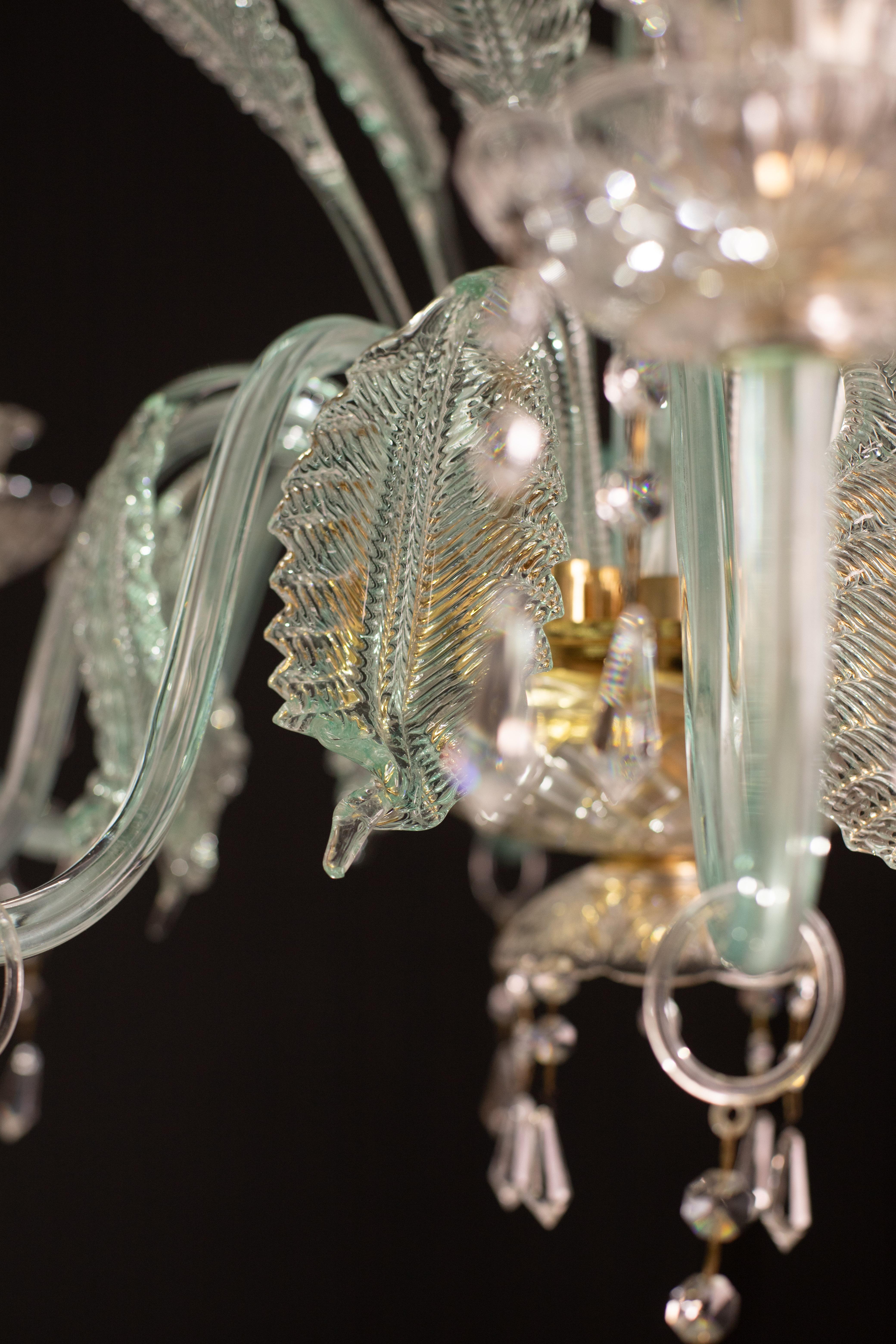 Exceptional 8-Lights Chandelier in Blu Crystal and Murano Glass, 1970s 7