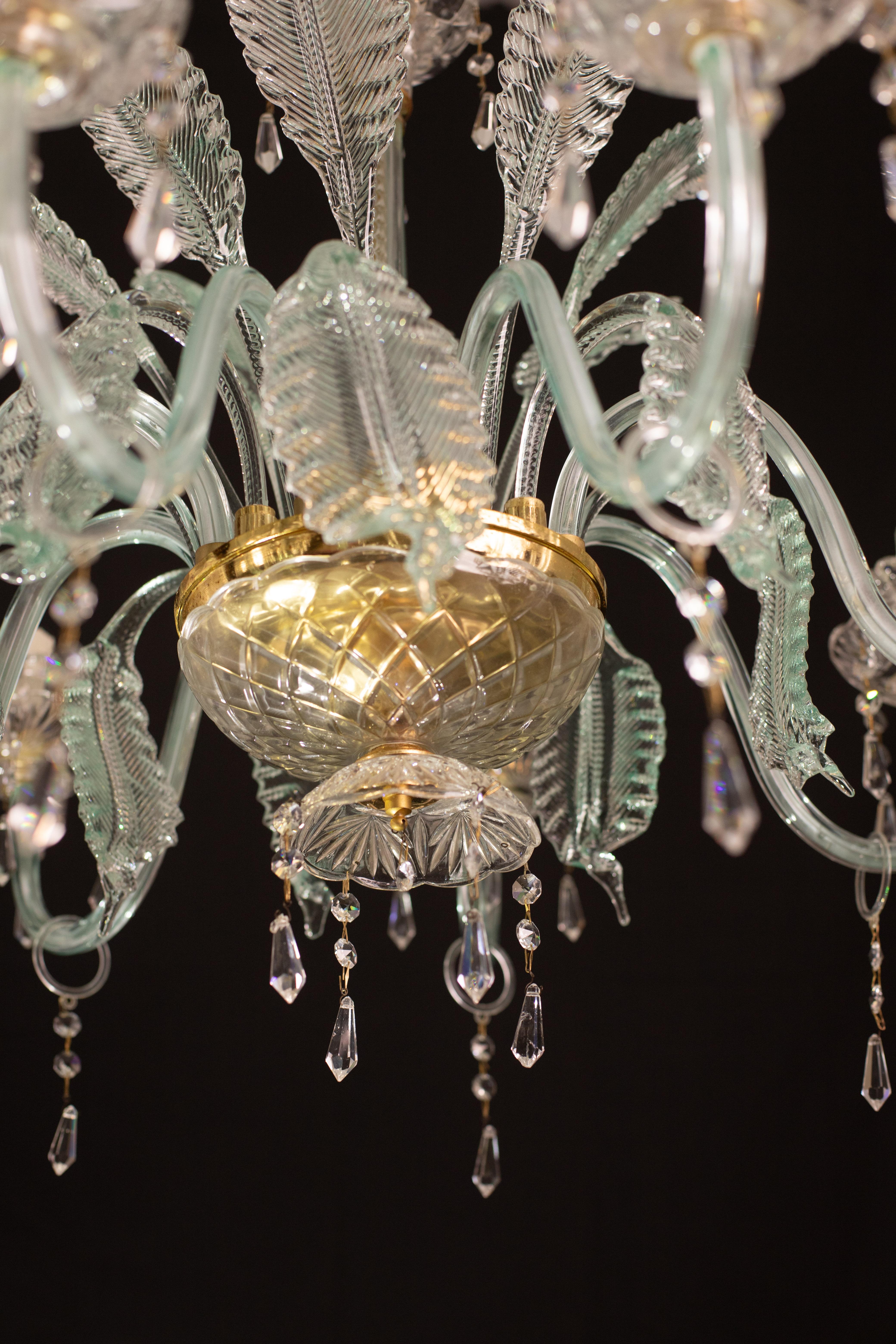 Exceptional 8-Lights Chandelier in Blu Crystal and Murano Glass, 1970s 10