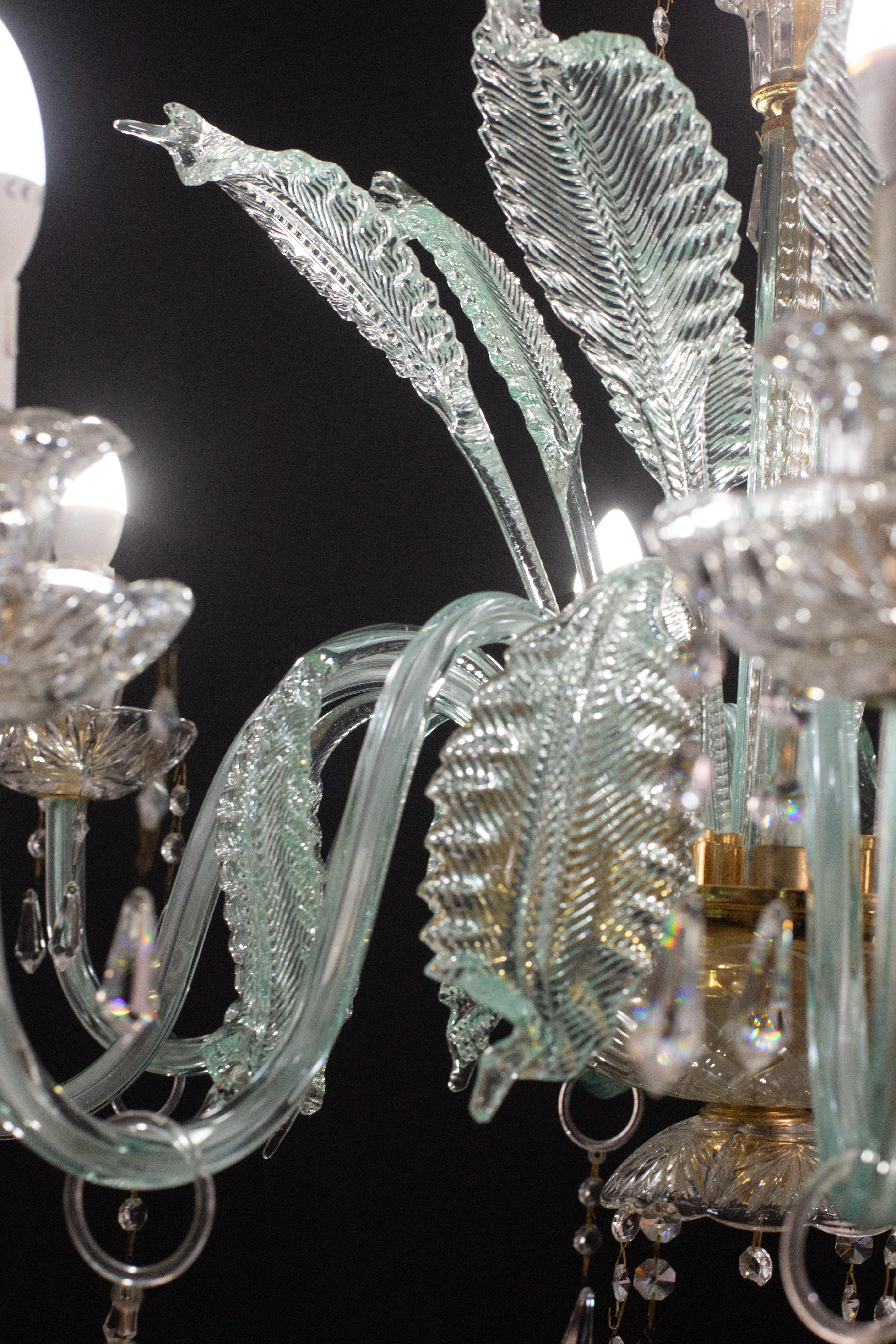 Exceptional 8-Lights Chandelier in Blu Crystal and Murano Glass, 1970s 1