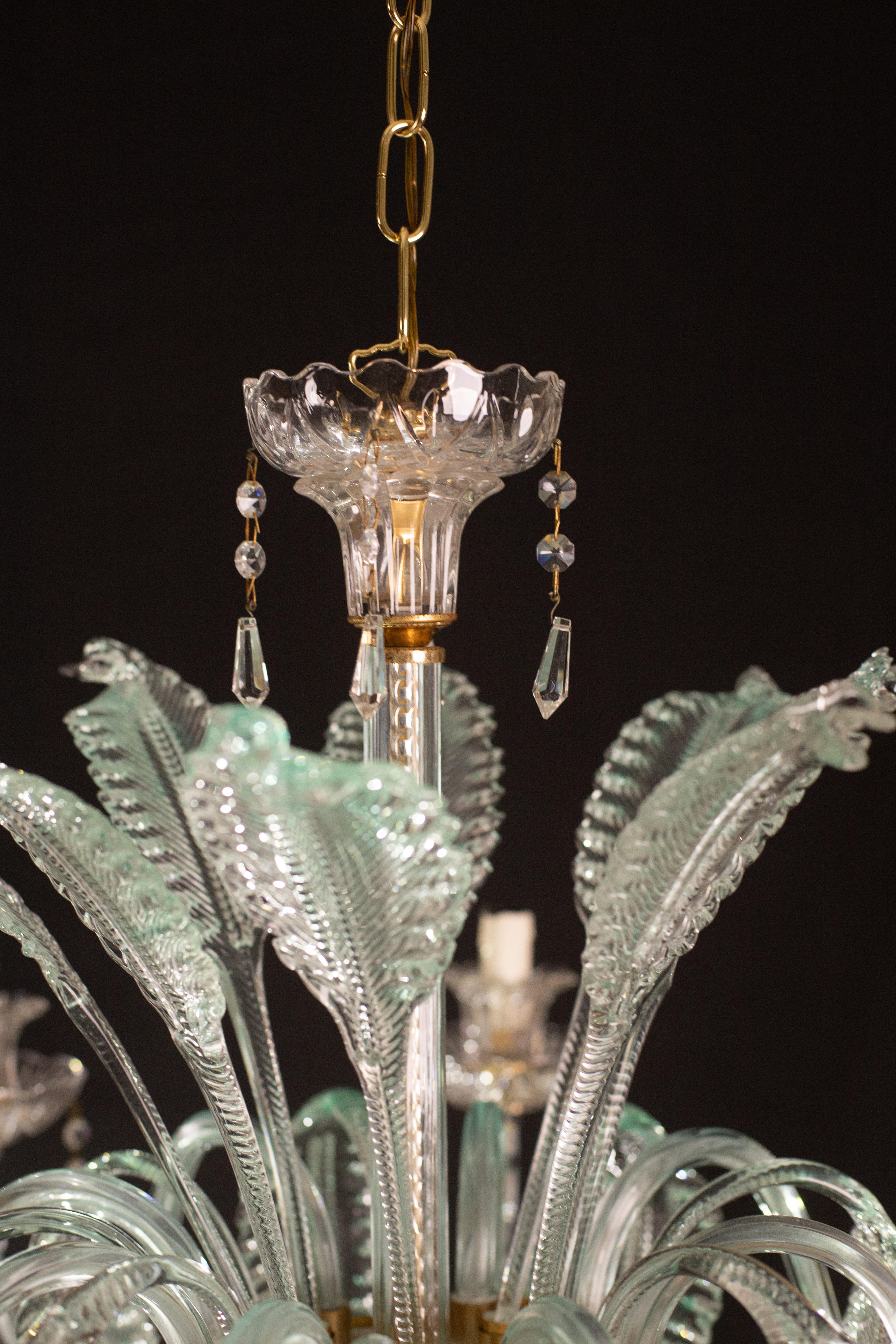 Exceptional 8-Lights Chandelier in Blu Crystal and Murano Glass, 1970s 4