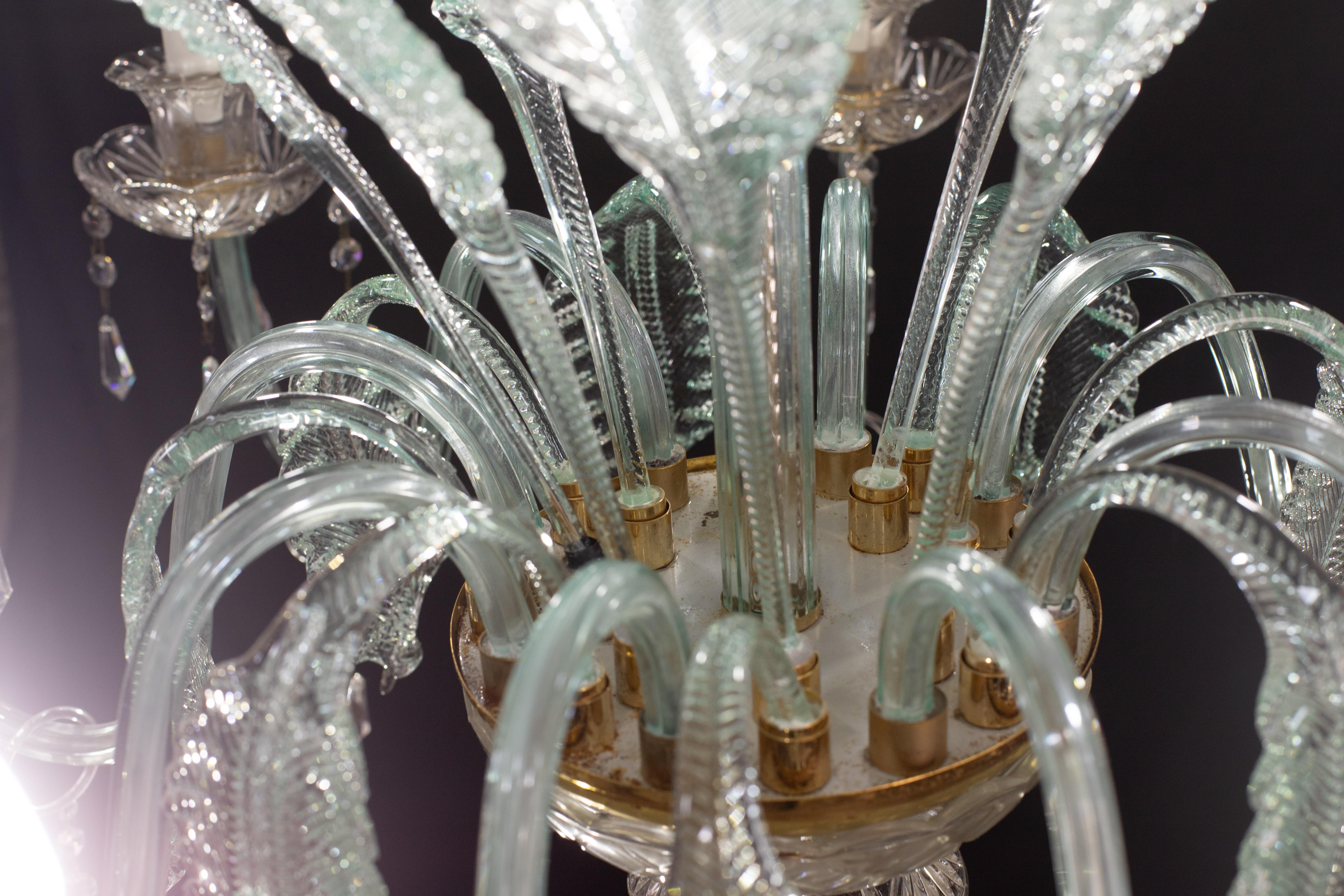 Exceptional 8-Lights Chandelier in Blu Crystal and Murano Glass, 1970s 5