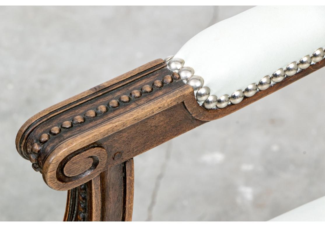 20th Century Exceptional Air  Of Leather Louis XVI Style Fauteuil Armchairs For Sale