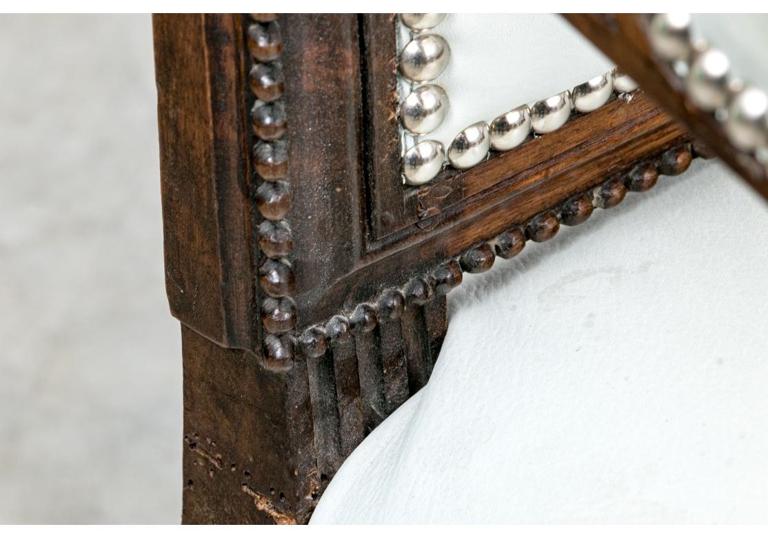 Exceptional Air  Of Leather Louis XVI Style Fauteuil Armchairs For Sale 3
