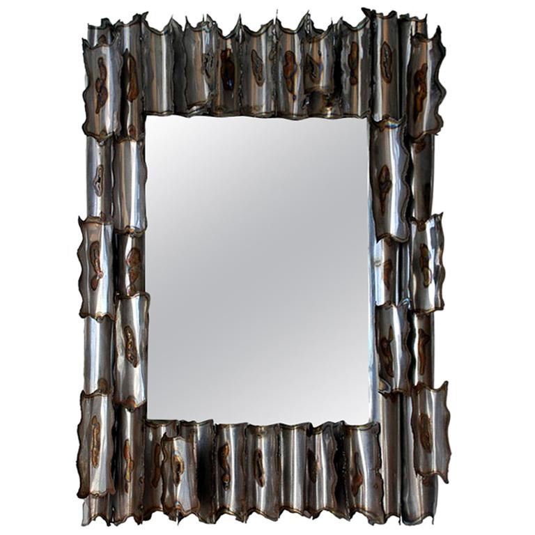 Exceptional American Brutalist Mirror