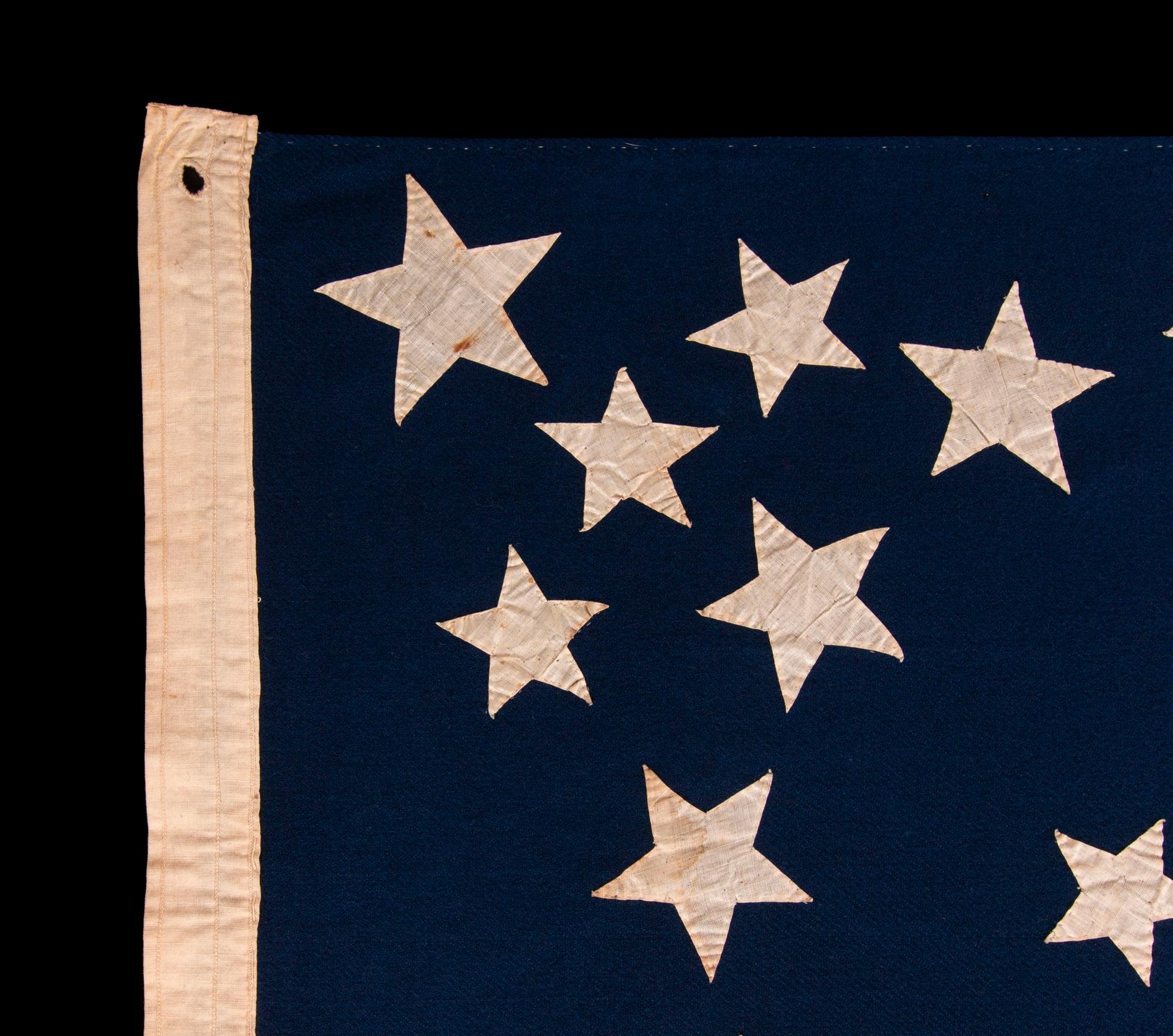 19th Century Exceptional American Flag, 38 Stars in 3 Sizes in a Fantastic, Unusual Medallion For Sale