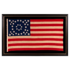 Antique Exceptional American Flag, 38 Stars in 3 Sizes in a Fantastic, Unusual Medallion
