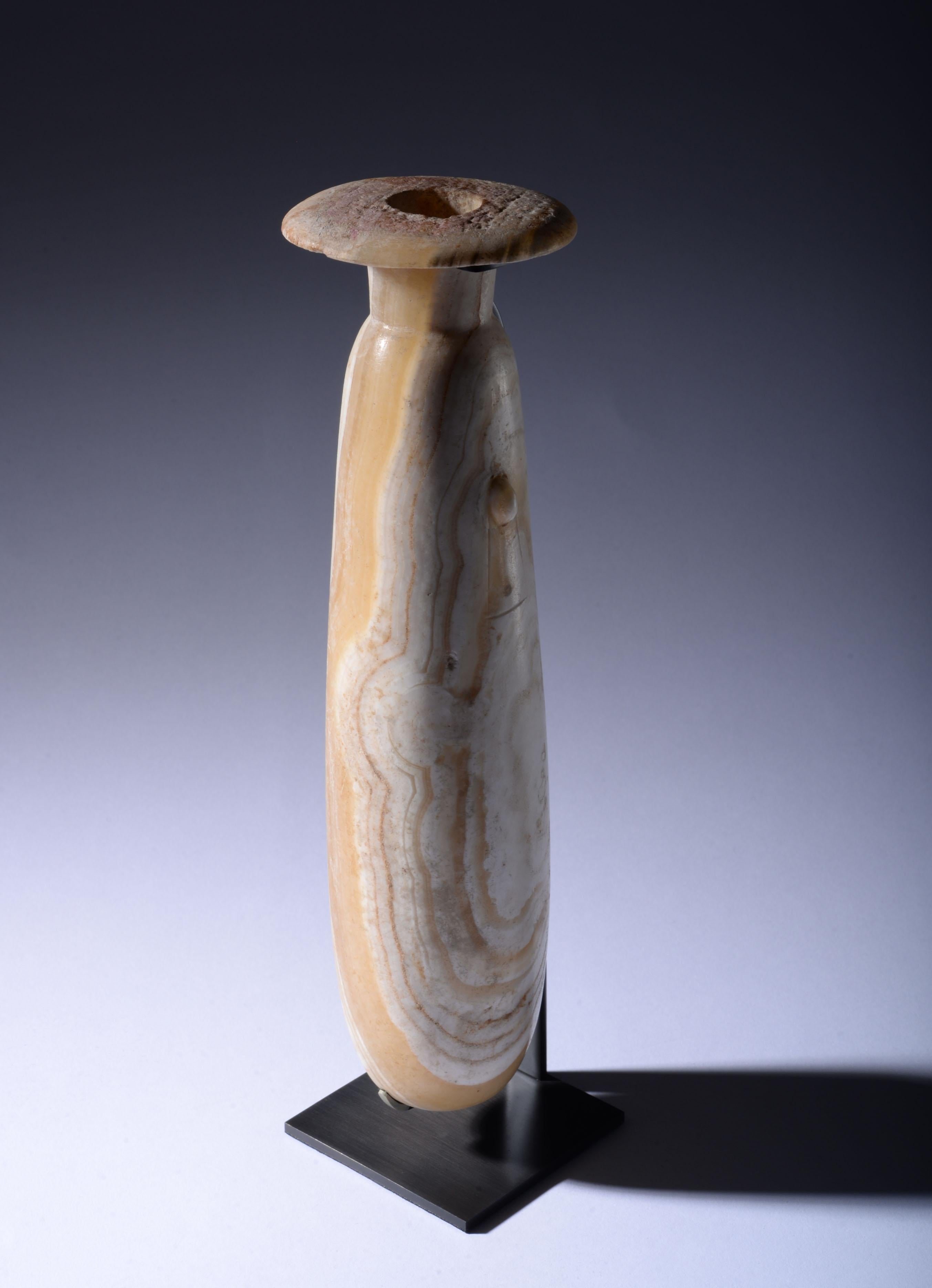 Ancient Egyptian Alabaster Perfume Vessel In Excellent Condition In London, GB