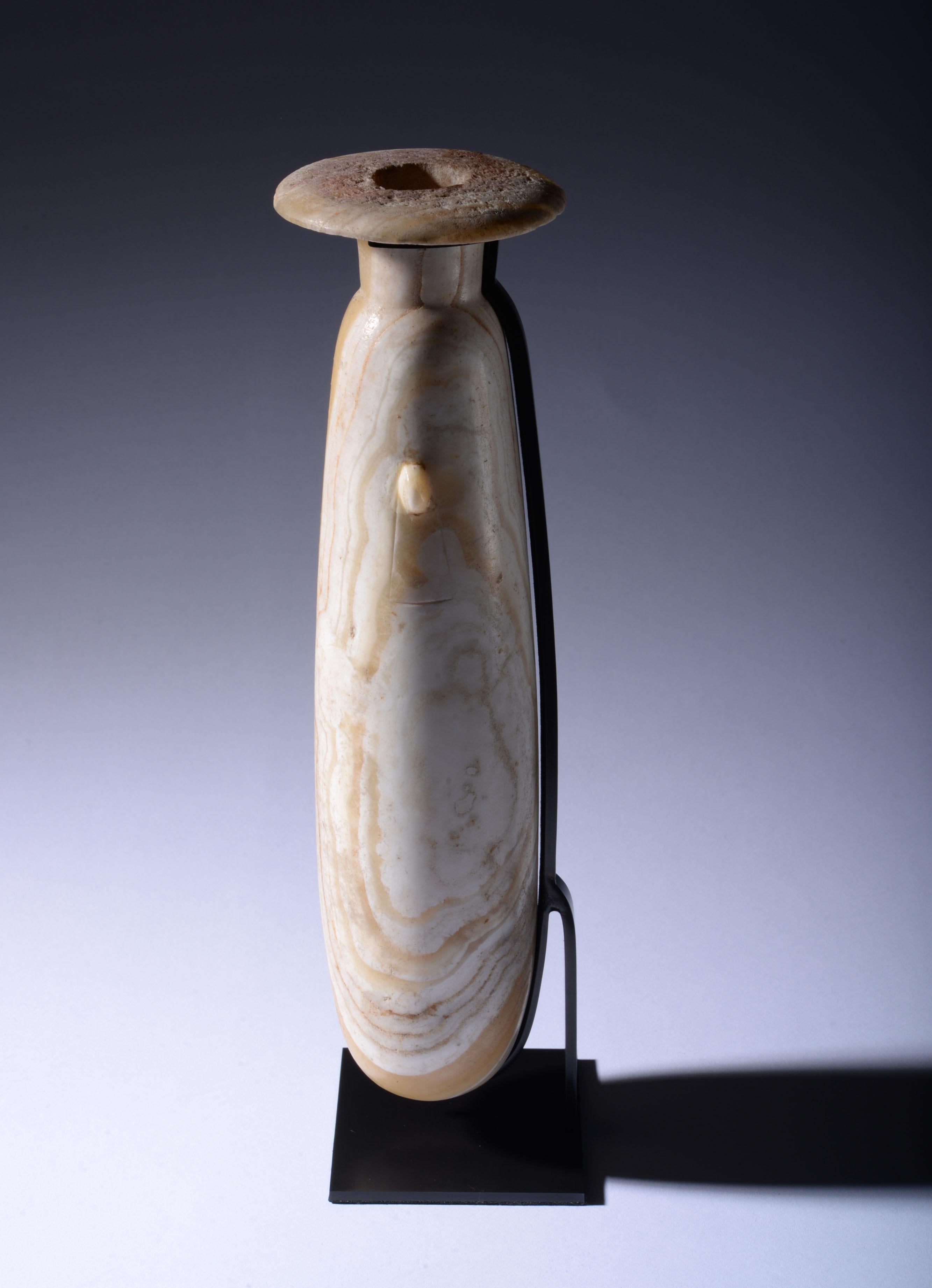 18th Century and Earlier Ancient Egyptian Alabaster Perfume Vessel