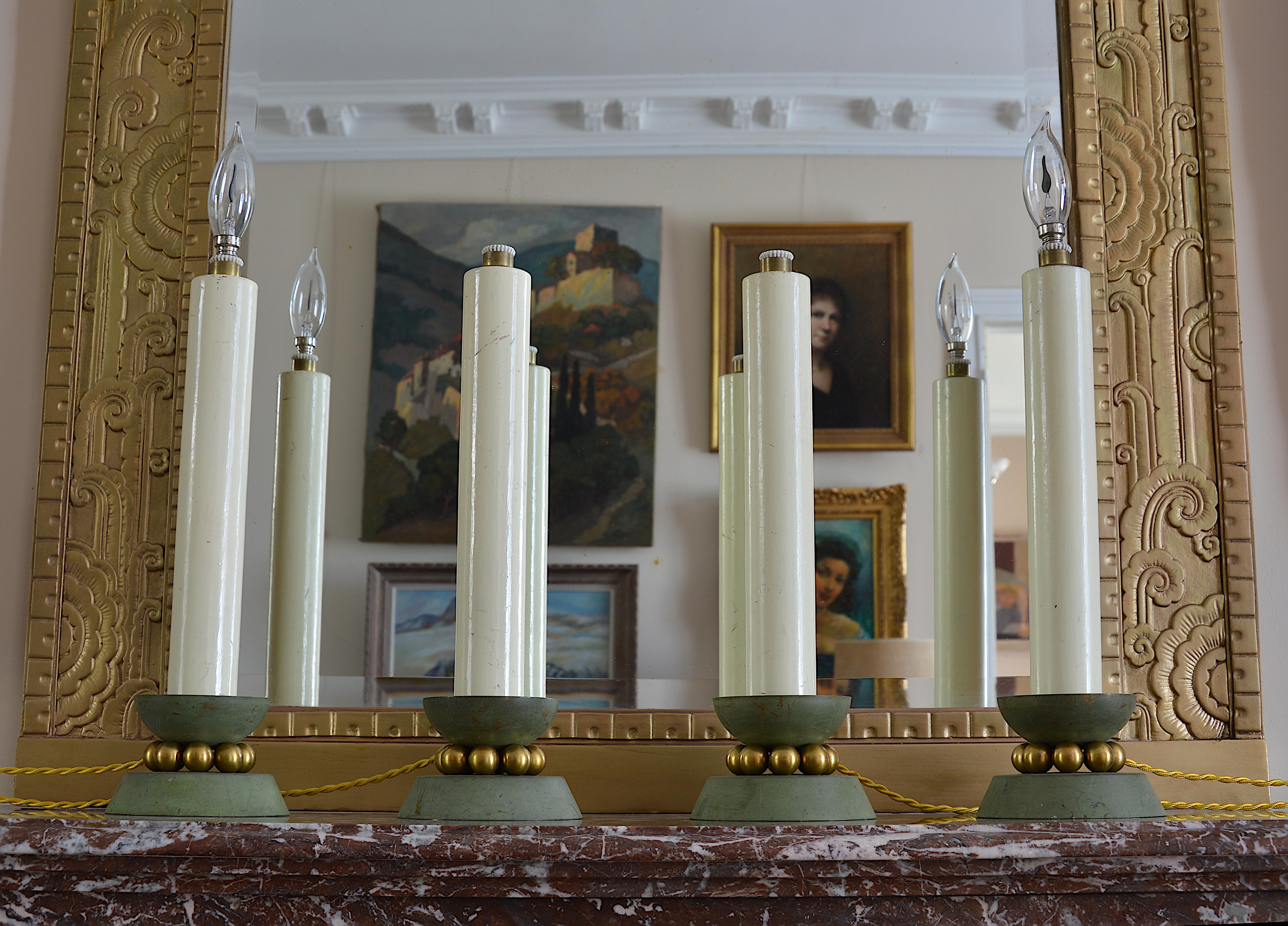 Exceptionnel ensemble de quatre lampes chandeliers Art Déco décoratives, années 1930 Bon état - En vente à Saint-Amans-des-Cots, FR