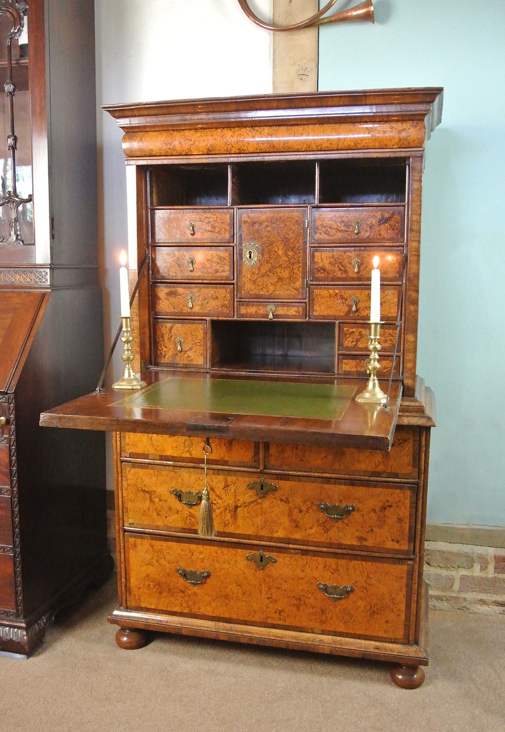 Exceptional and Exquisite Queen Anne Mulberry and Walnut Scriptor c. 1700