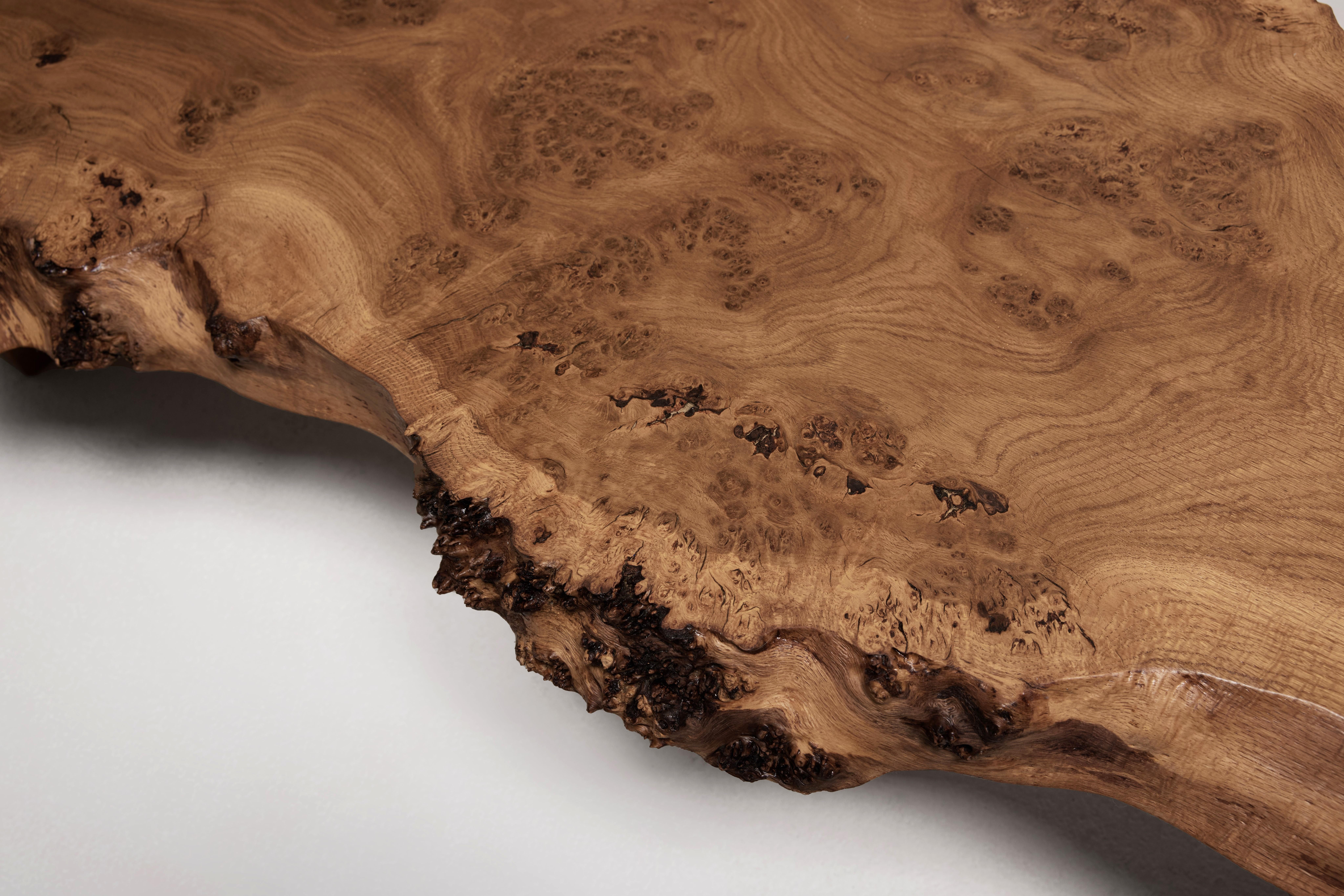 Exceptional And Large Coffee Table,  English Oak Burl, 1970s. For Sale 4