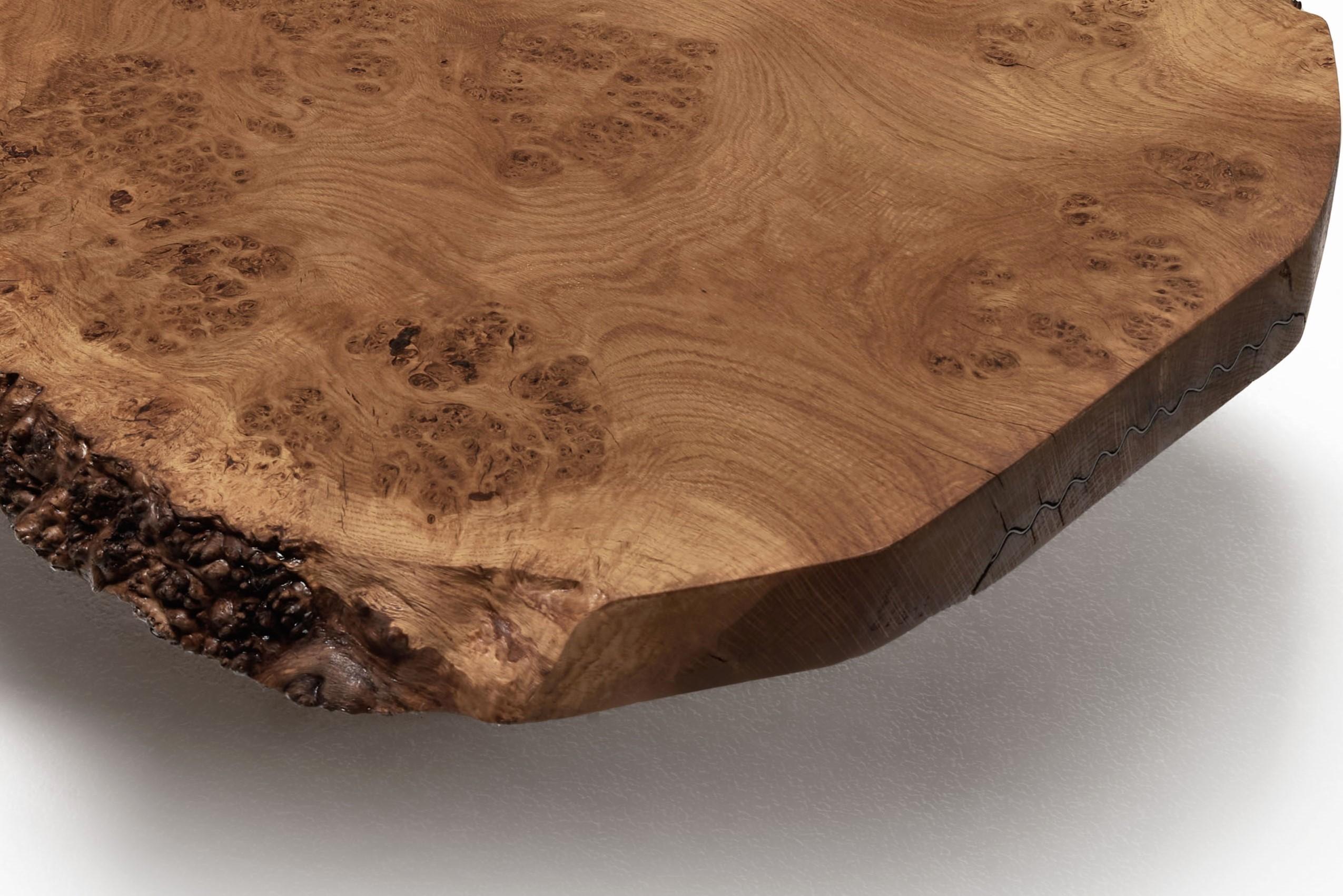 Exceptional And Large Coffee Table,  English Oak Burl, 1970s. For Sale 2