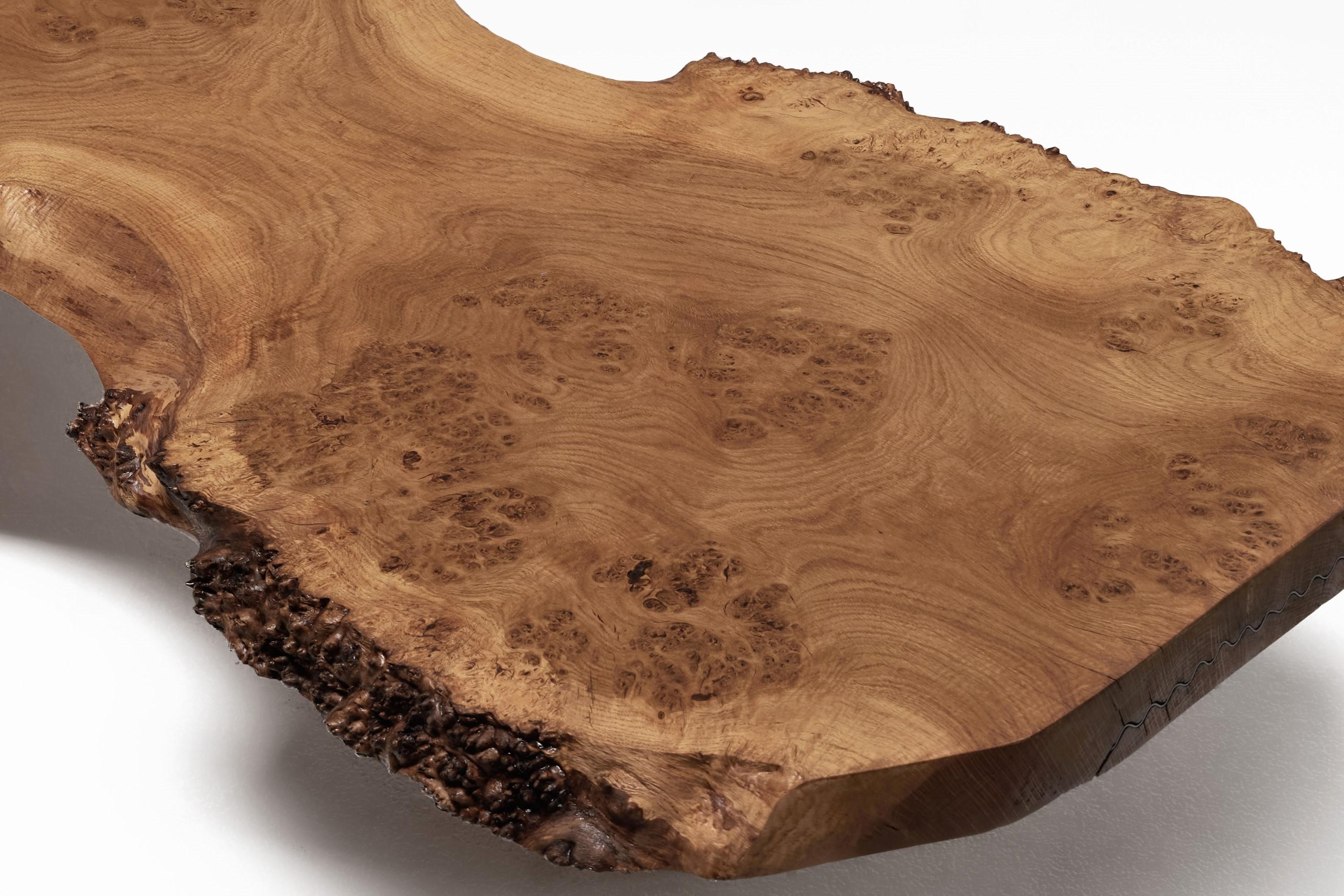 Exceptional And Large Coffee Table,  English Oak Burl, 1970s. For Sale 3
