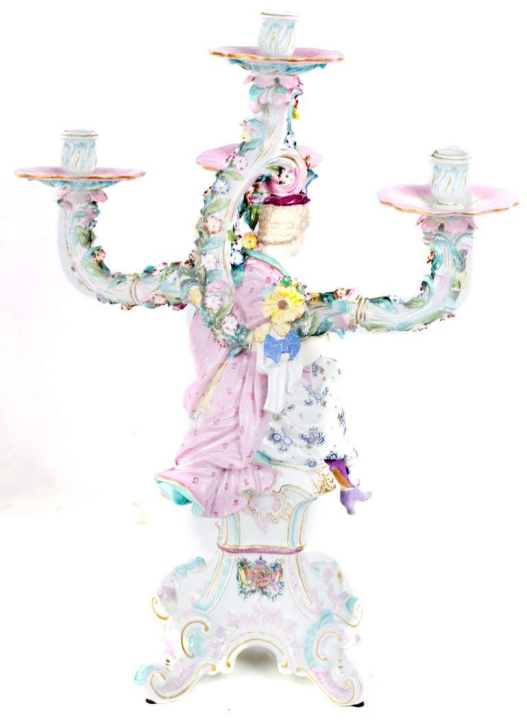 19th Century Exceptional and Large Dresden Porcelain Candelabra For Sale