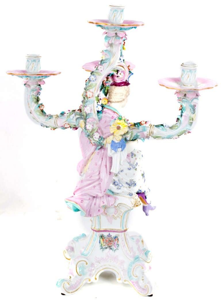 19th Century Exceptional and Large Dresden Porcelain Candelabra For Sale