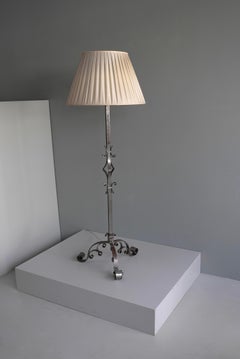 Exceptional and Large French Curled Wrought Iron Floor lamp