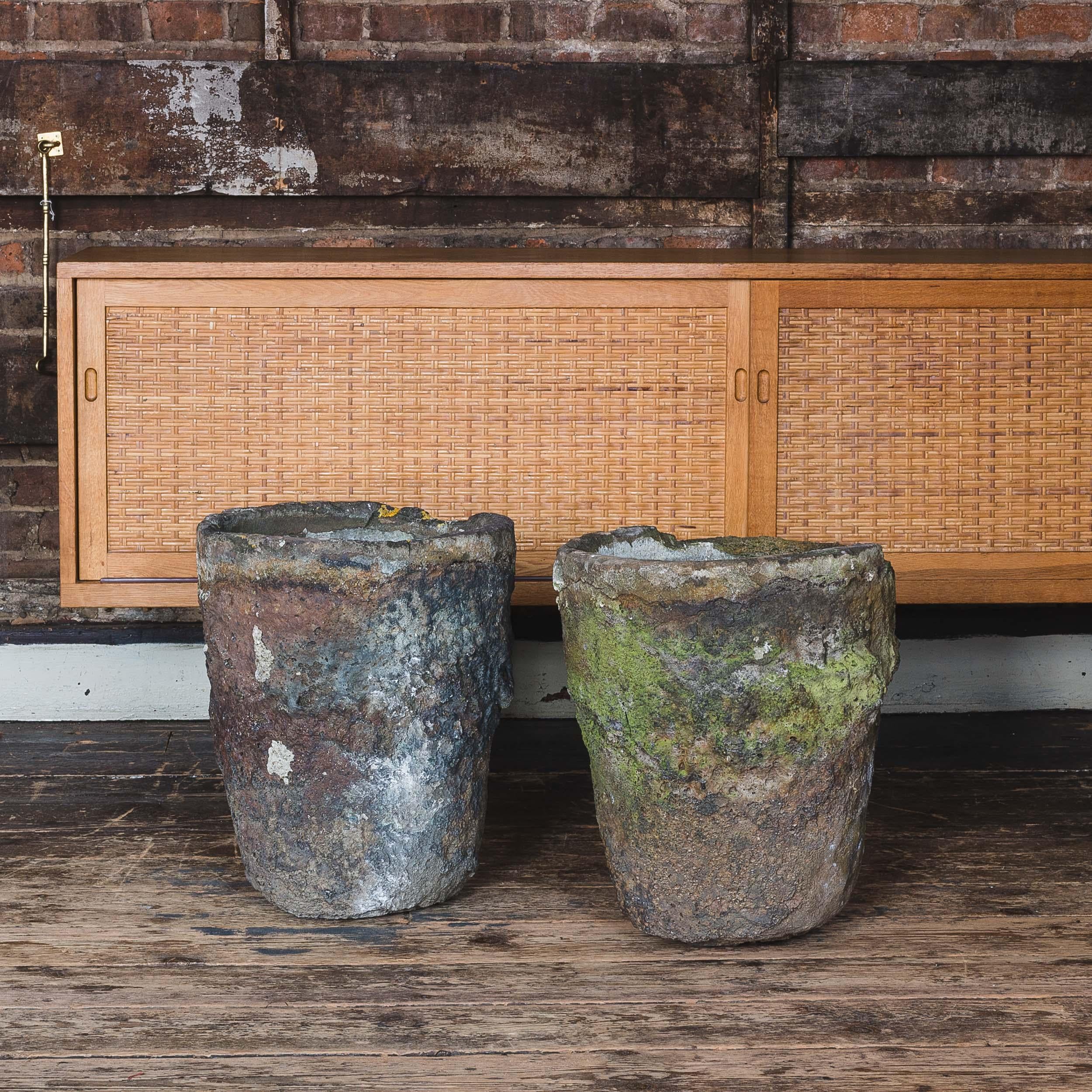 Ceramic Exceptional and Large Pair of Foundry Crucible Planters or Jardiniere For Sale