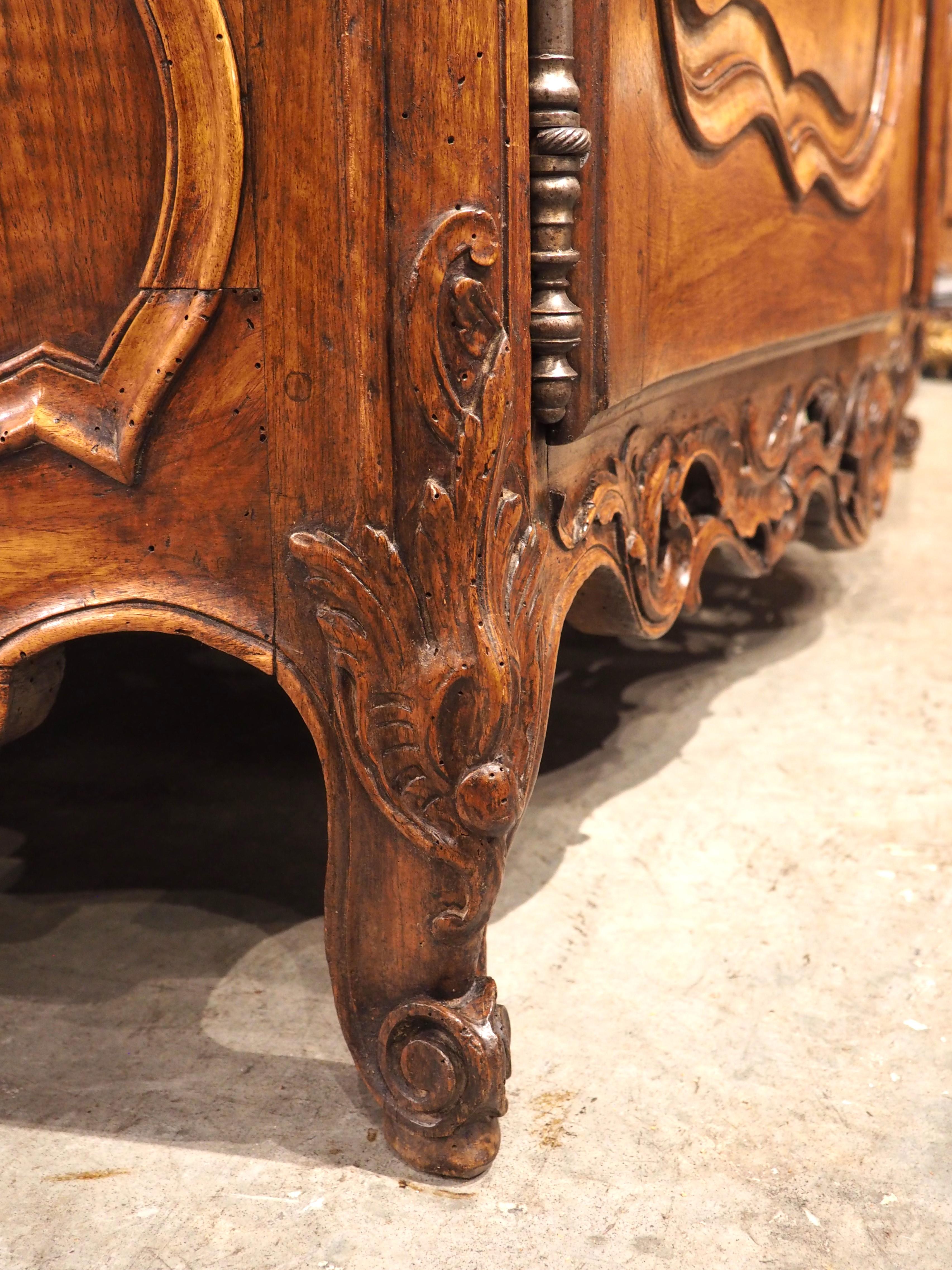 Metal Exceptional and Large Walnut Wood Buffet de Chateau, Nimes, France, C. 1750 For Sale