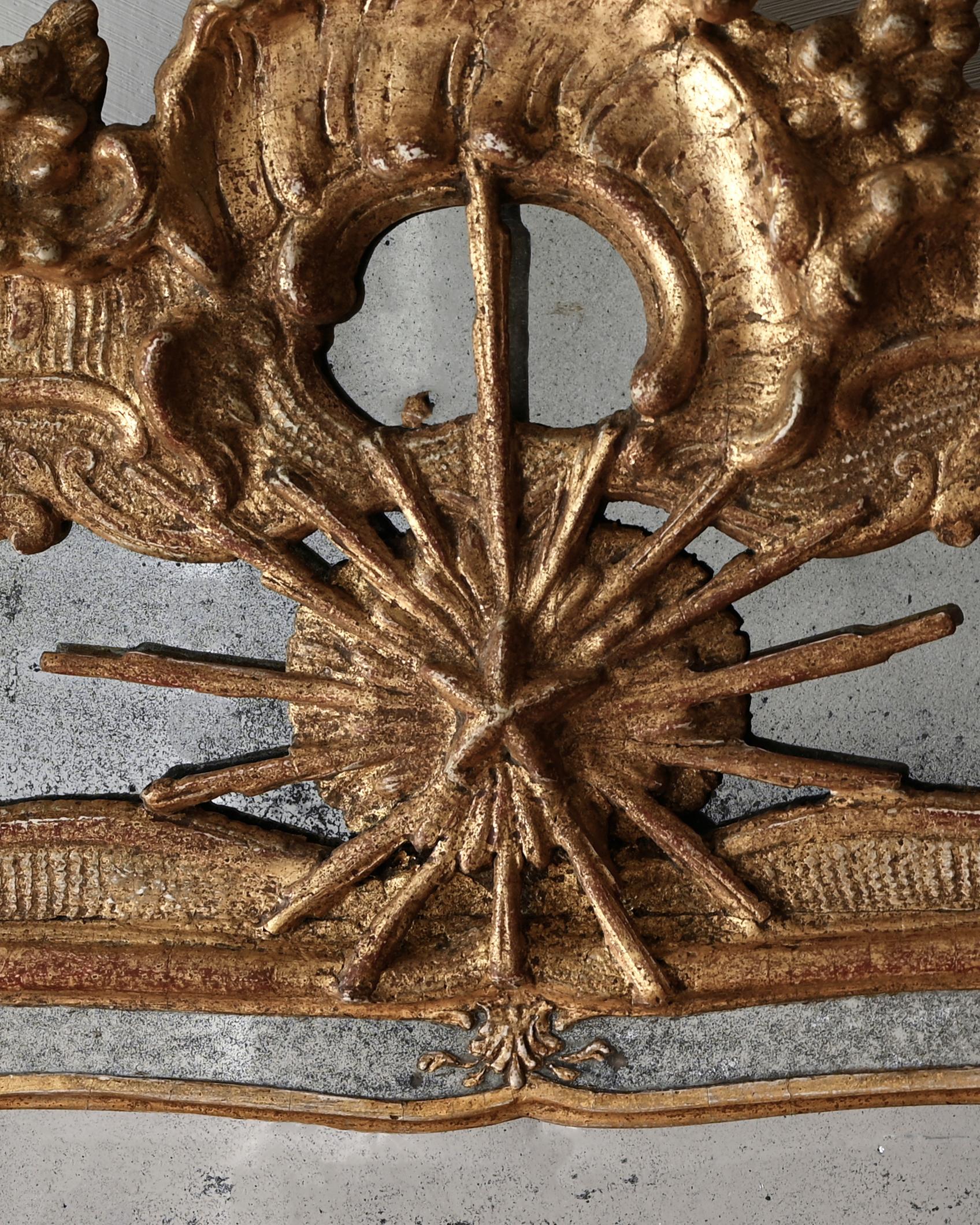 Fait main Exceptionnel et rare miroir rococo suédois du 18ème siècle en vente