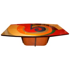 Rare Artisan Dining Room Table or Conference Table by Benjamin Le 1980s