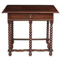 Exceptional and Rare Five Legged Bobbin Turned Charles II Table
