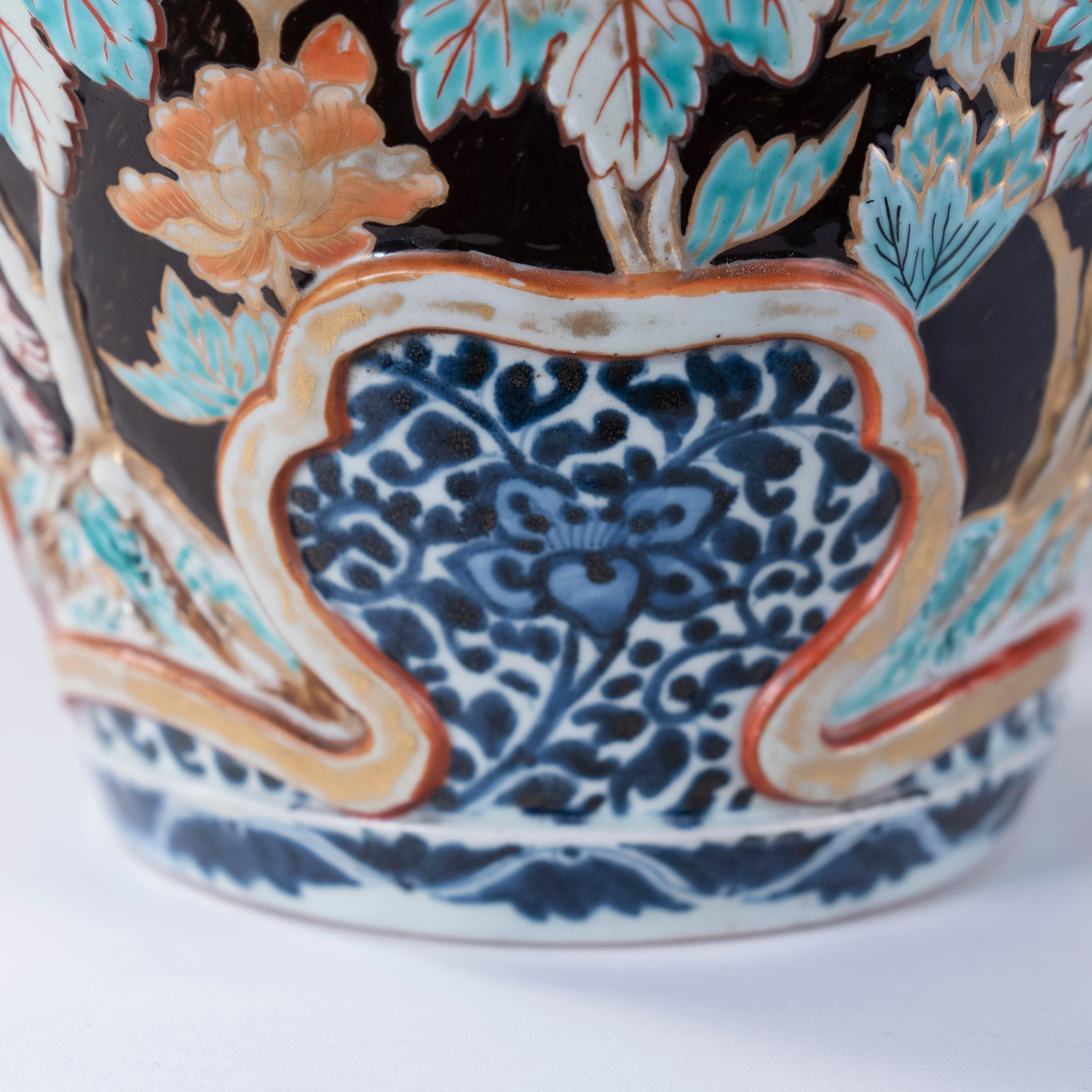 Exceptional and Rare Japanese Imari Vase with Raised Decoration, Lamped 3