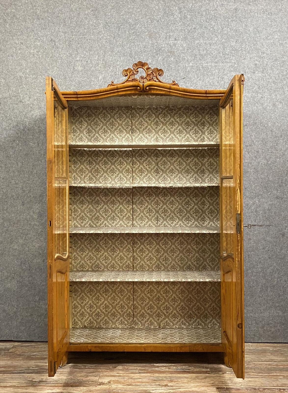 Exceptional and Rare Louis XV Light Wood Bookcase, circa 1800 -1X39 For Sale 2