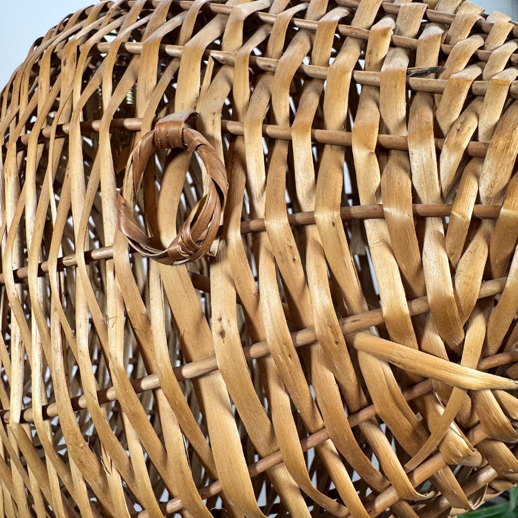 Exceptional and Rare Mid Century French Wicker Fish Ceiling Light 6