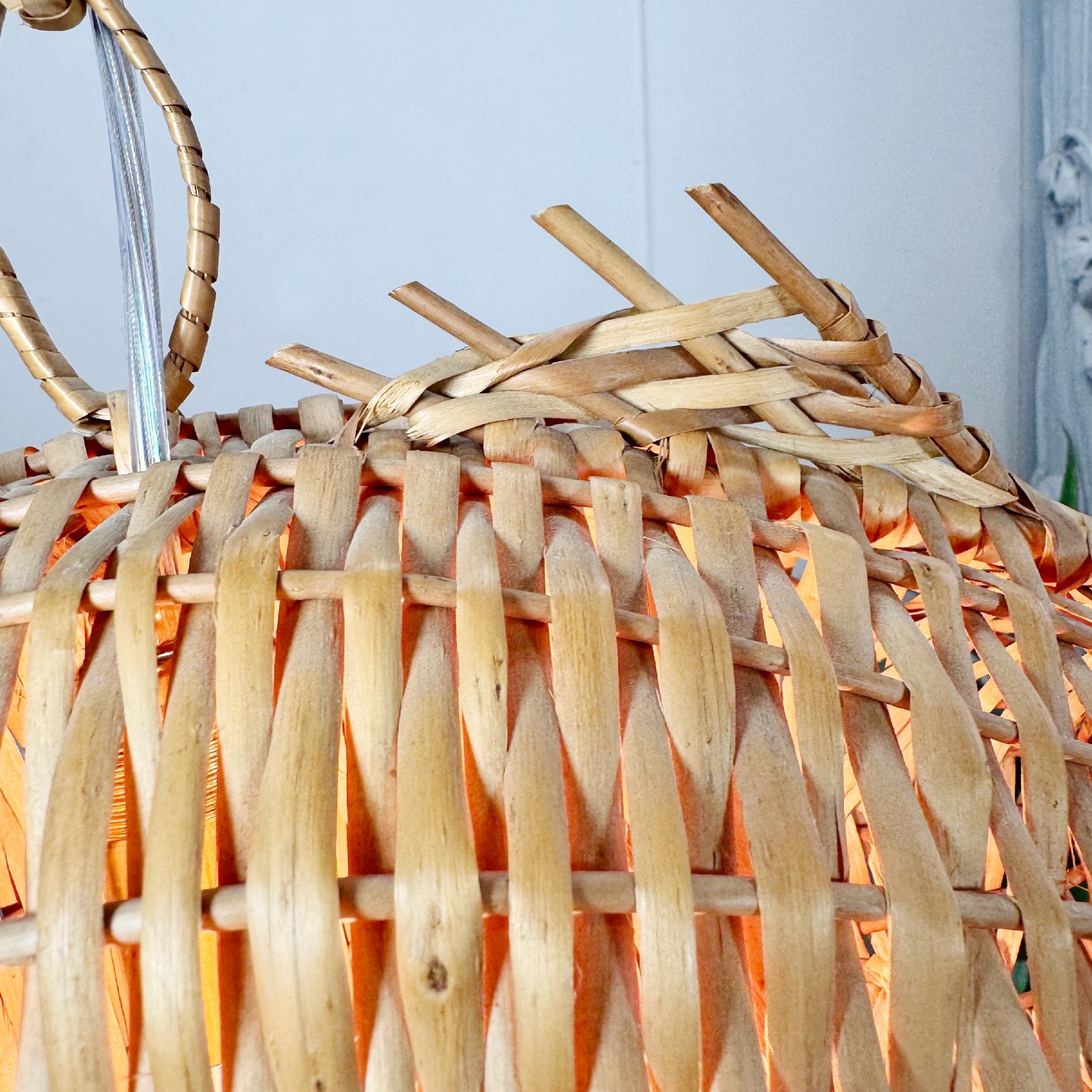 Exceptional and Rare Mid Century French Wicker Fish Ceiling Light 9