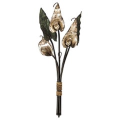 Exceptional and Rare White Calla Lilies Wall Lamp, circa 1900s