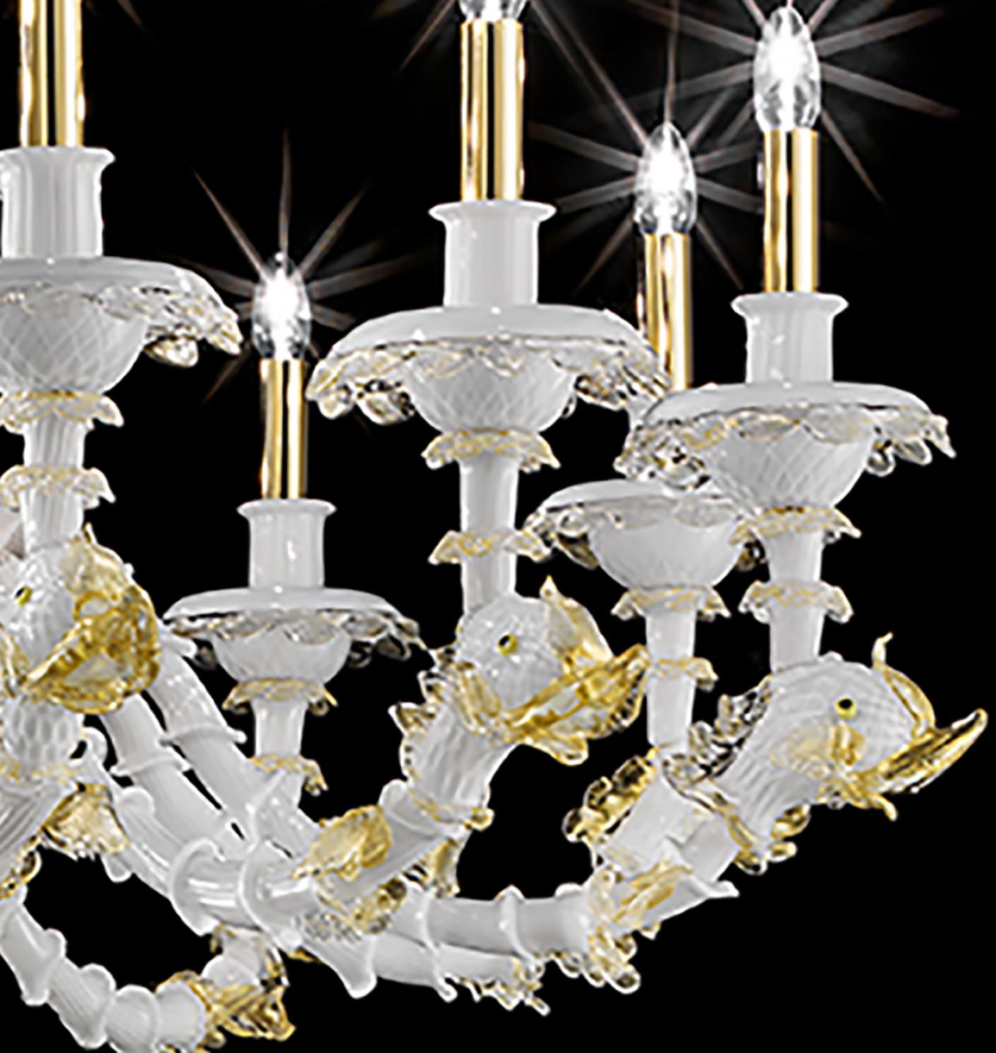 Italian Exceptional and Rich Dolphin Chandelier, Murano, Italy For Sale